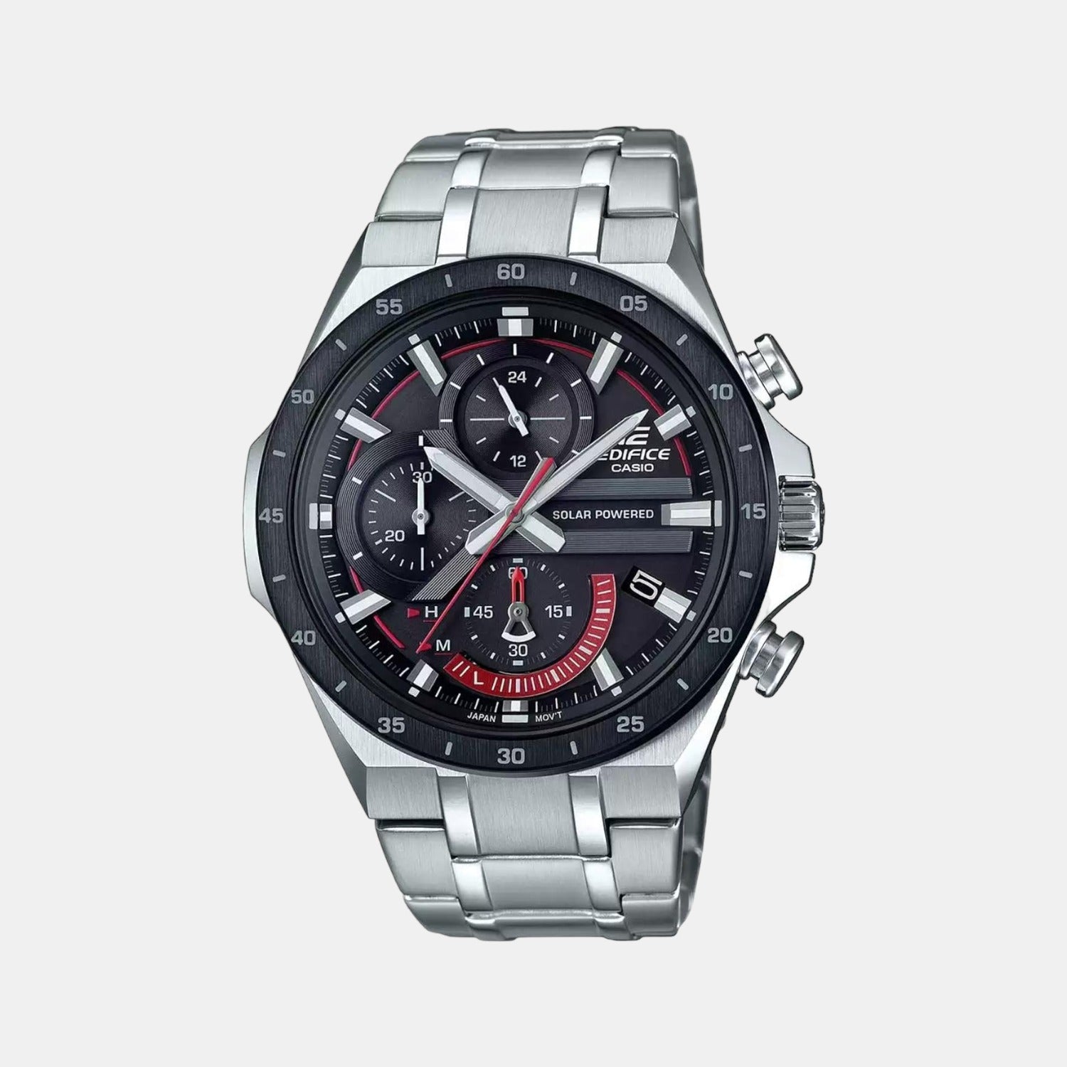 Casio Edifice Men Quartz Black Dial Chronograph Stainless Steel Watch EX487