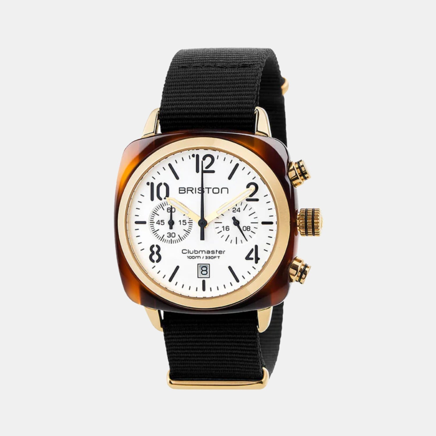 Briston Clubmaster Classic Men Quartz White Dial Chronograph Leather Watch 17140.PYA.T.2.NB