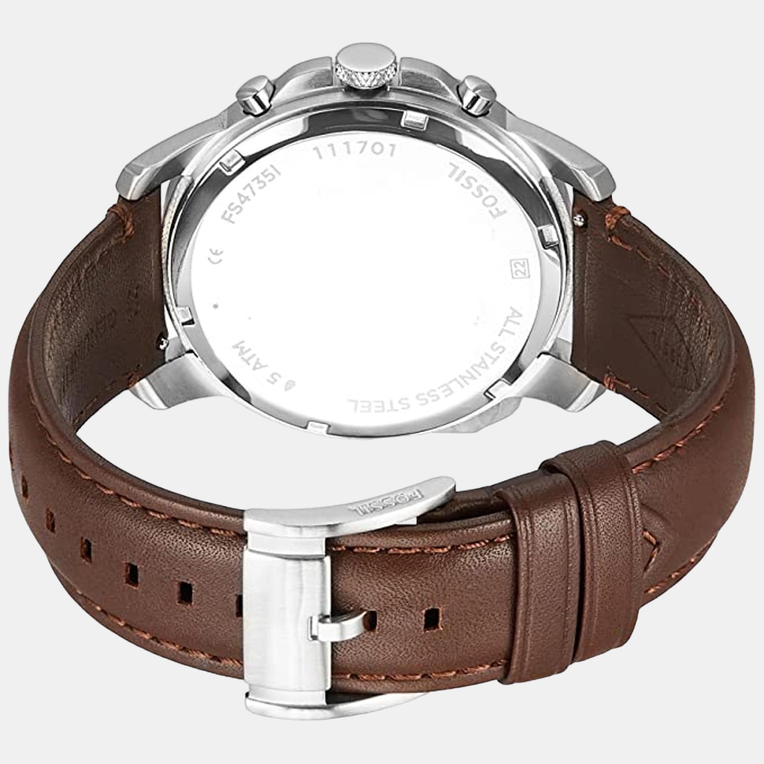 Fossil Grant Men Quartz Cream Dial Chronograph Leather Watch FS4735 - view 2