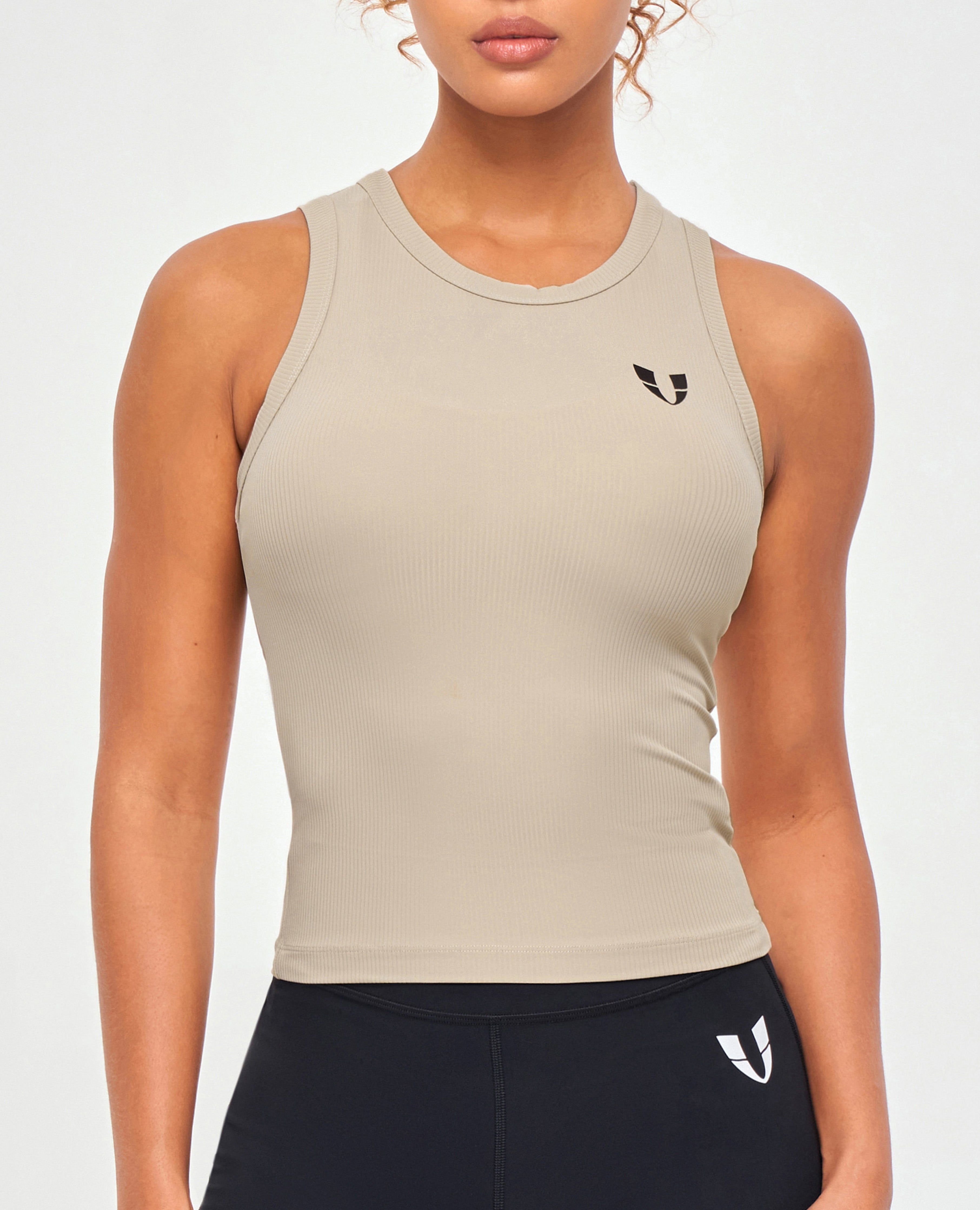 FIRM ABS Ribbed Workout Tank - Khaki