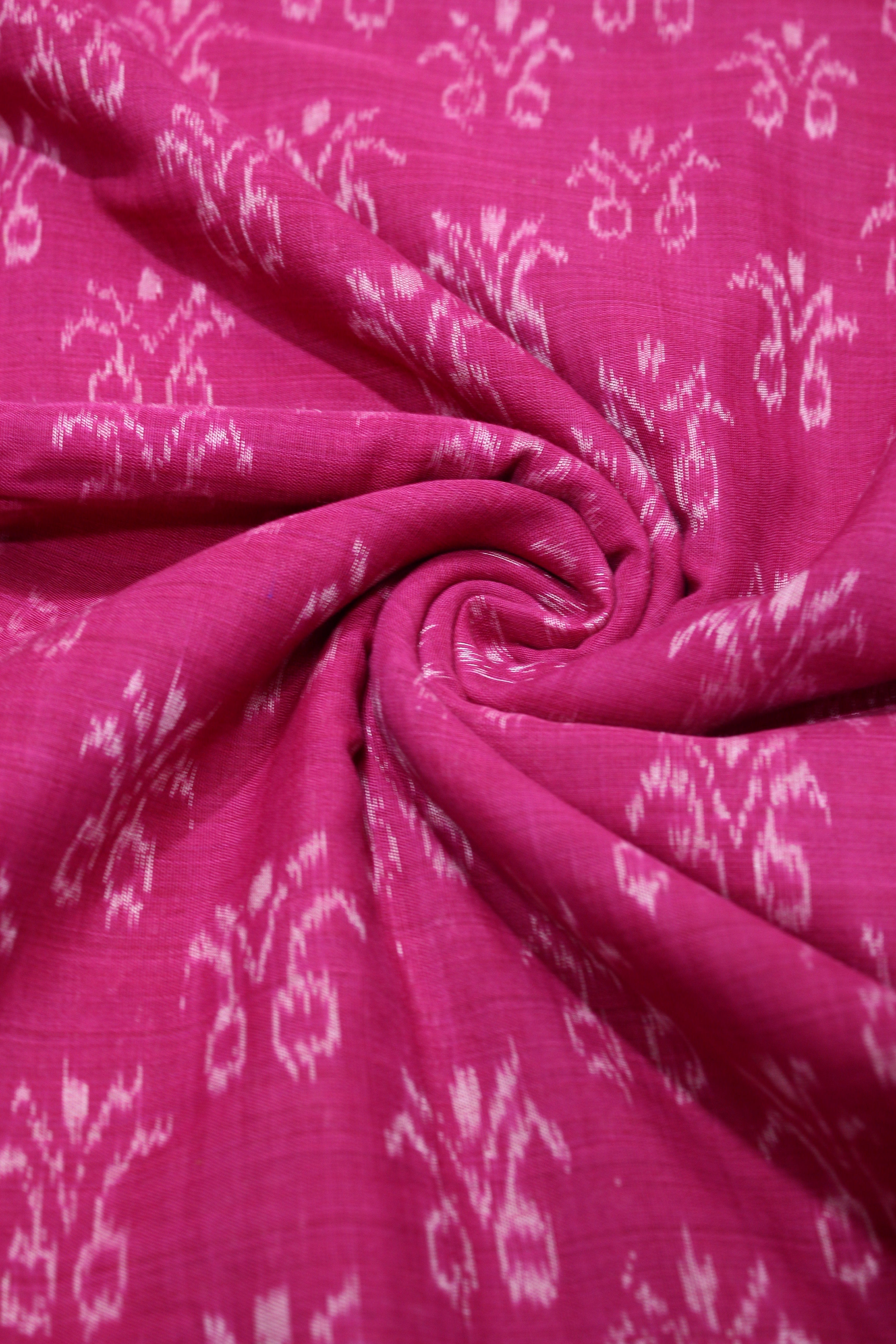 IndianVillèz Rani Pink Sambalpuri Ikat Cotton Fabric