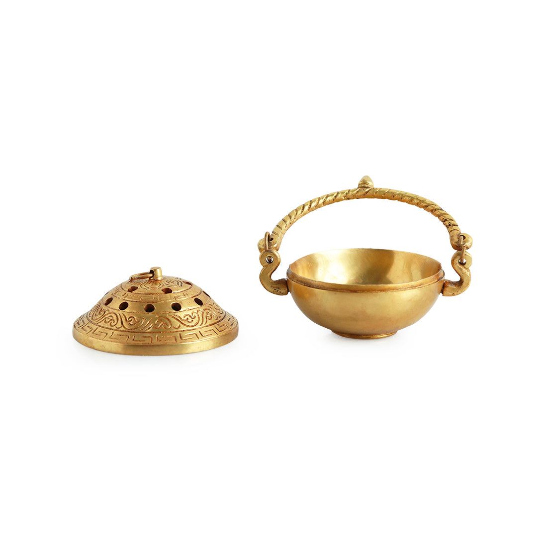 EXCLUSIVELANE 'Inaayat' Dhoop Dani Brass Incense Burner (Hand-Etched, 4 Inch, 0.6 Kg) - view 3