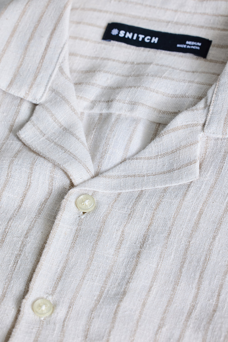 SNITCH Beige Cuban Stripes Shirt - view 2