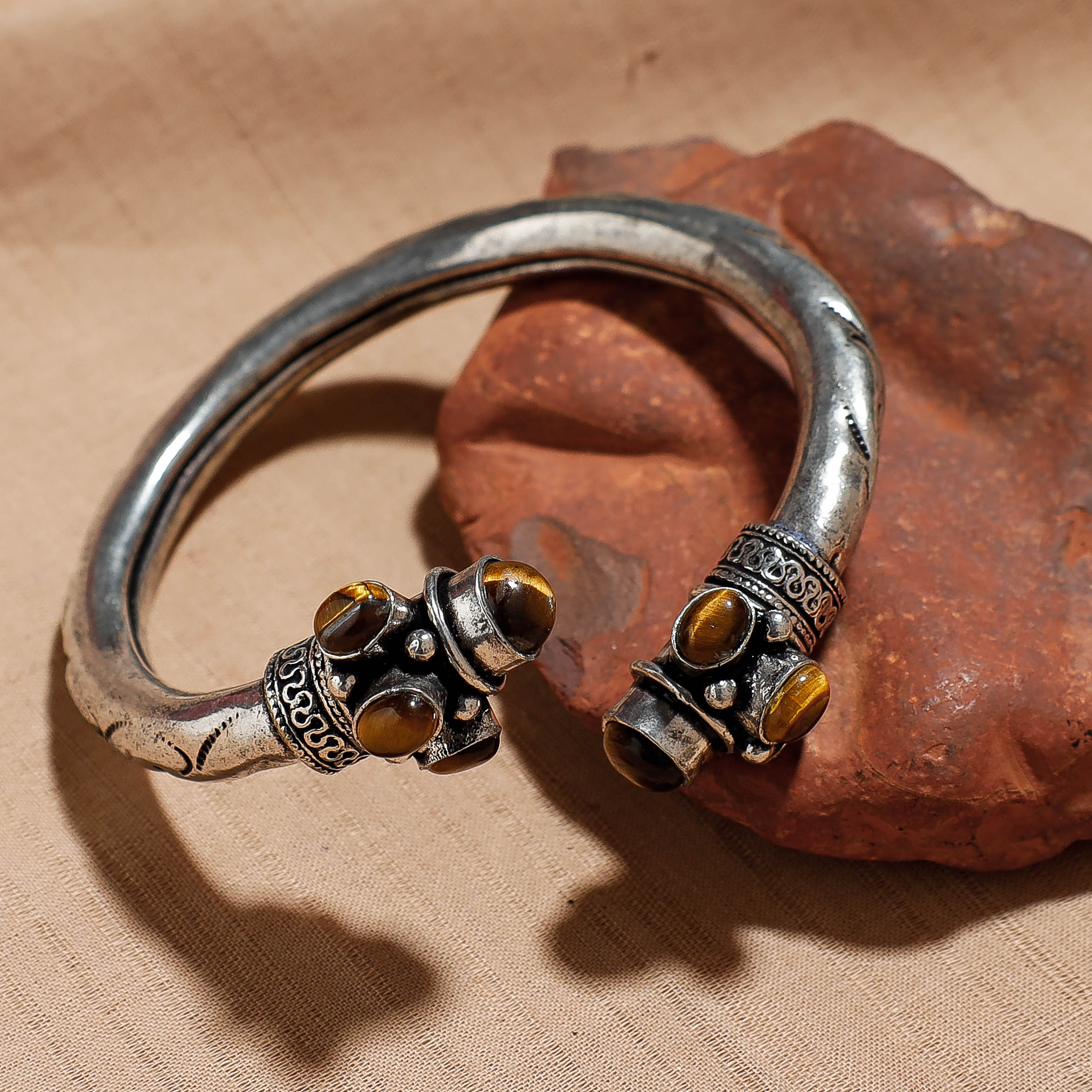 WHITE RIVER STORIES Antique Finish Oxidised German Silver Kada / Bangle - view 2