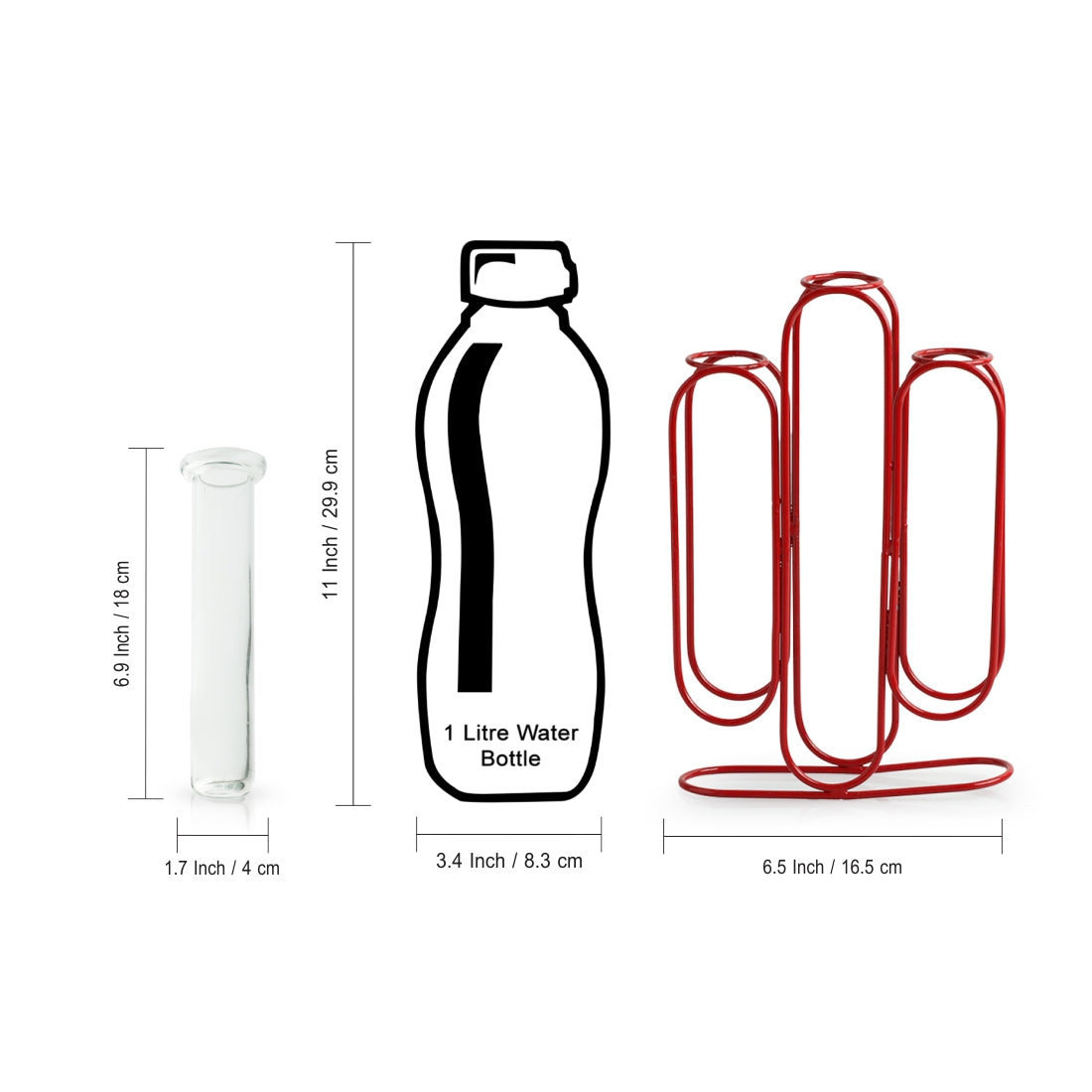 EXCLUSIVELANE 'Modern Glass Garden' Test Tube Table Planter/Vases (10 Inch, Red) - view 7