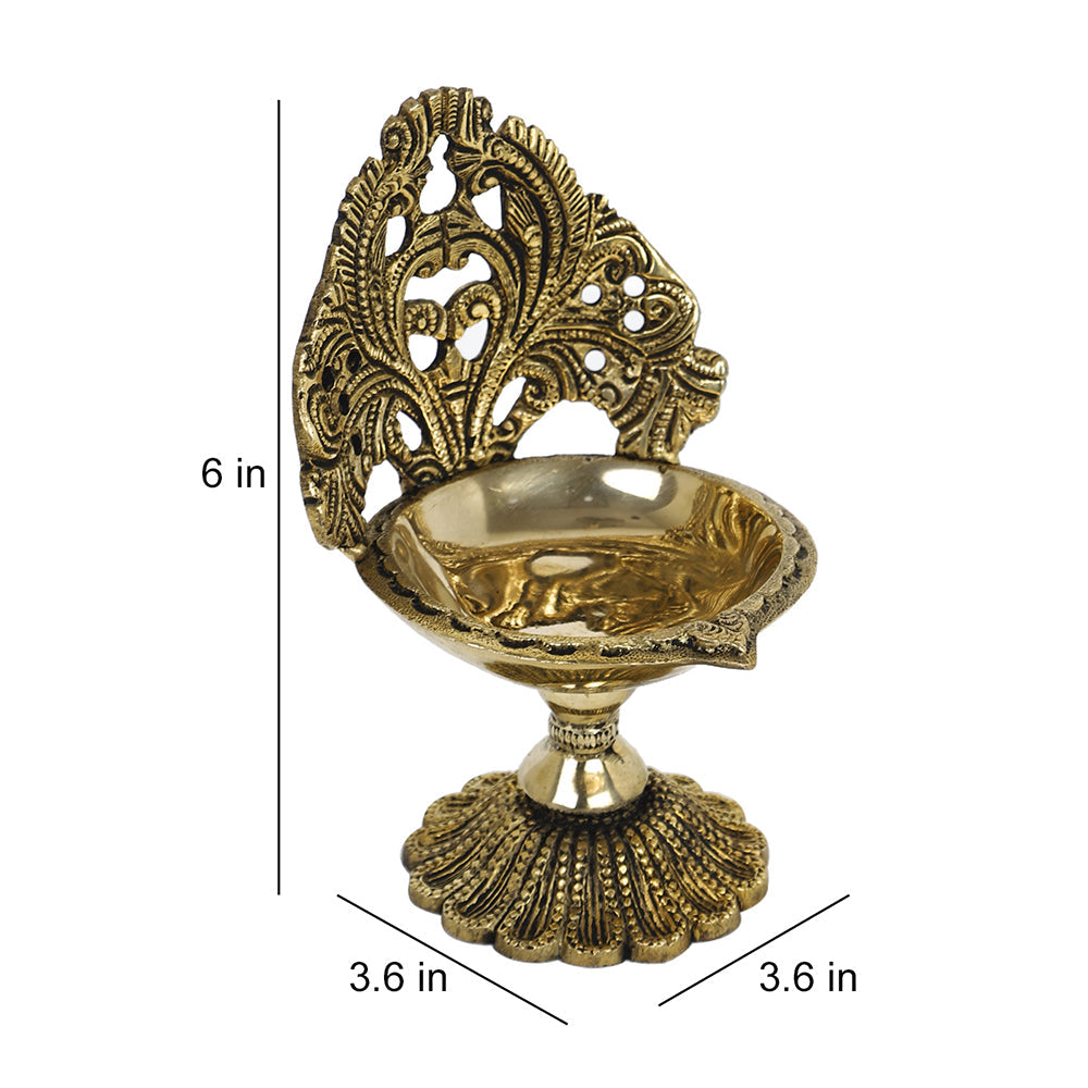 BAMBOO TREE JEWELS Antique Brass Metal Handcrafted Diya Lamp (3.6 x 3.6 in) - view 6