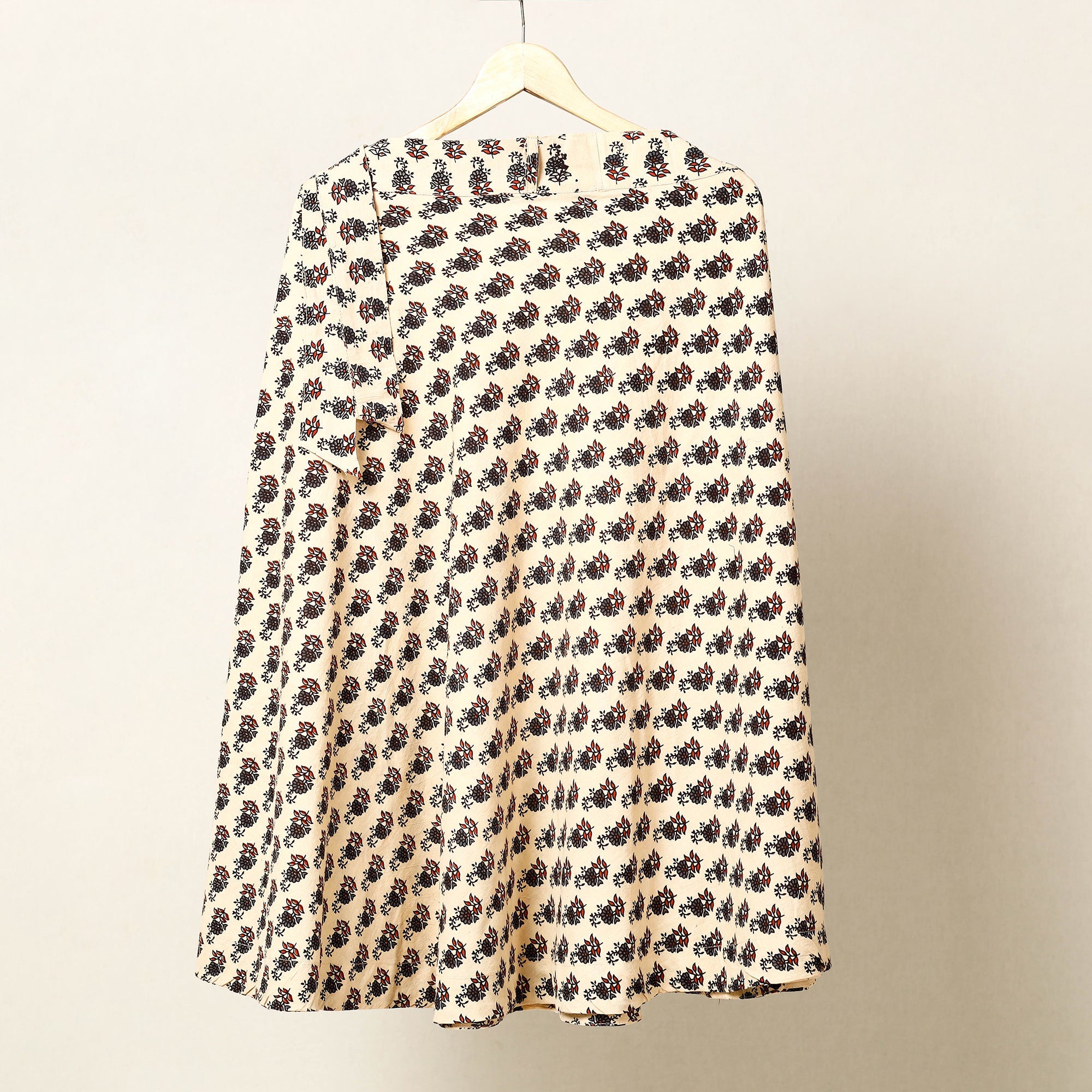 NOORI BAZAR Beige - Block Print Cotton Wrap Around Ajrakh Skirt