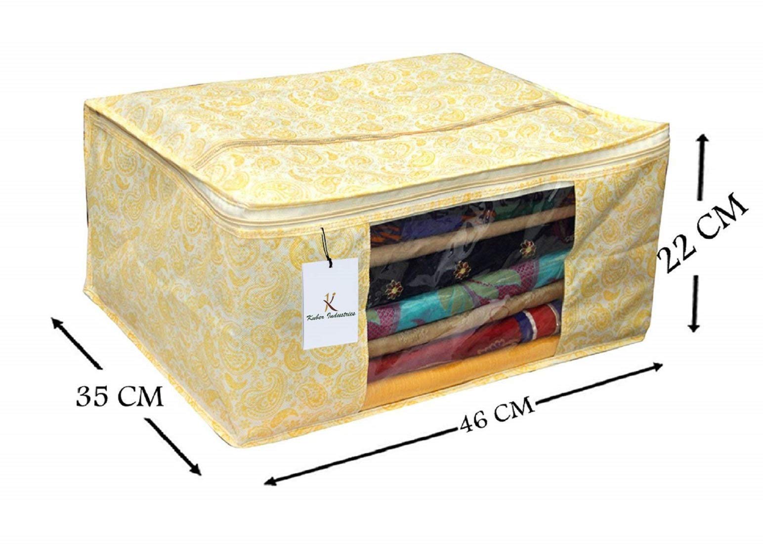 Kuber Industries Metallic Kerry 9 Piece Non Woven Saree Cover, Large, Gold-CTKTC14070 - view 5