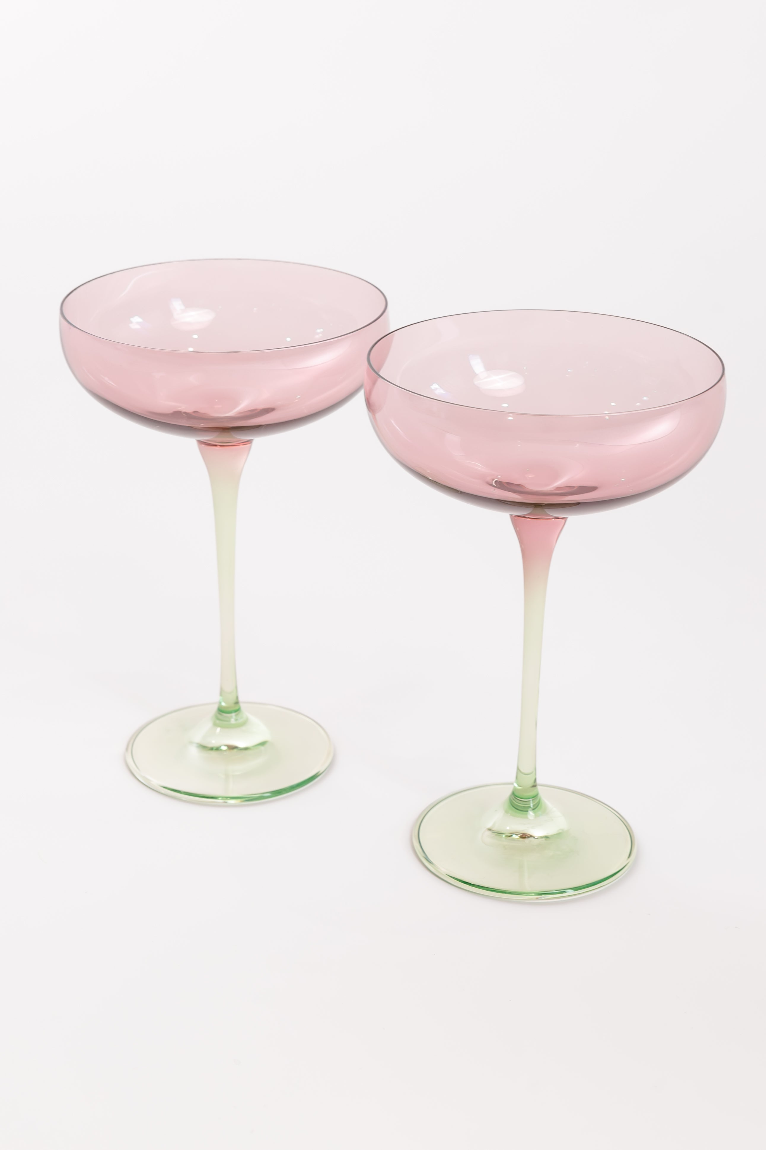 Estelle Colored Glass Estelle Colored Champagne Coupe - Set of 2 {Colorblock: Rose + Mint Green} - view 2