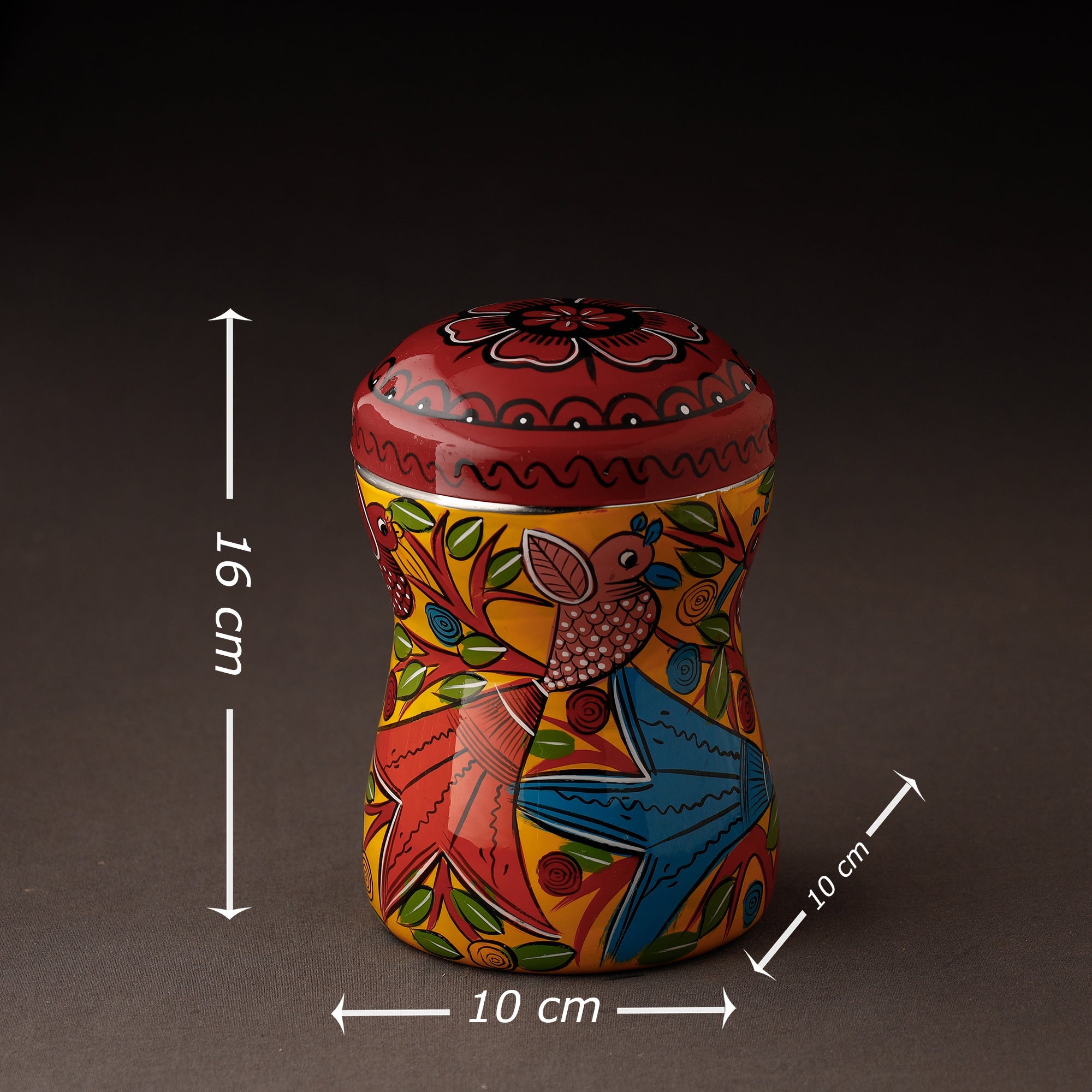 AAYAAS Bengal Patua Handpainted Stainless Steel Multi Utility Container - view 4