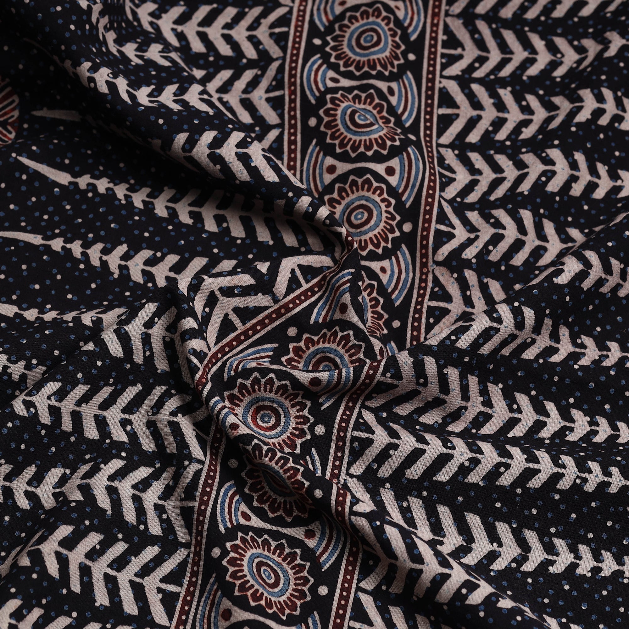 RIYAZ ABDULMAJID KHATRI - AJRAKH Black - Ajrakh Block Printed Cotton Kurta Material - 3 meter - view 2
