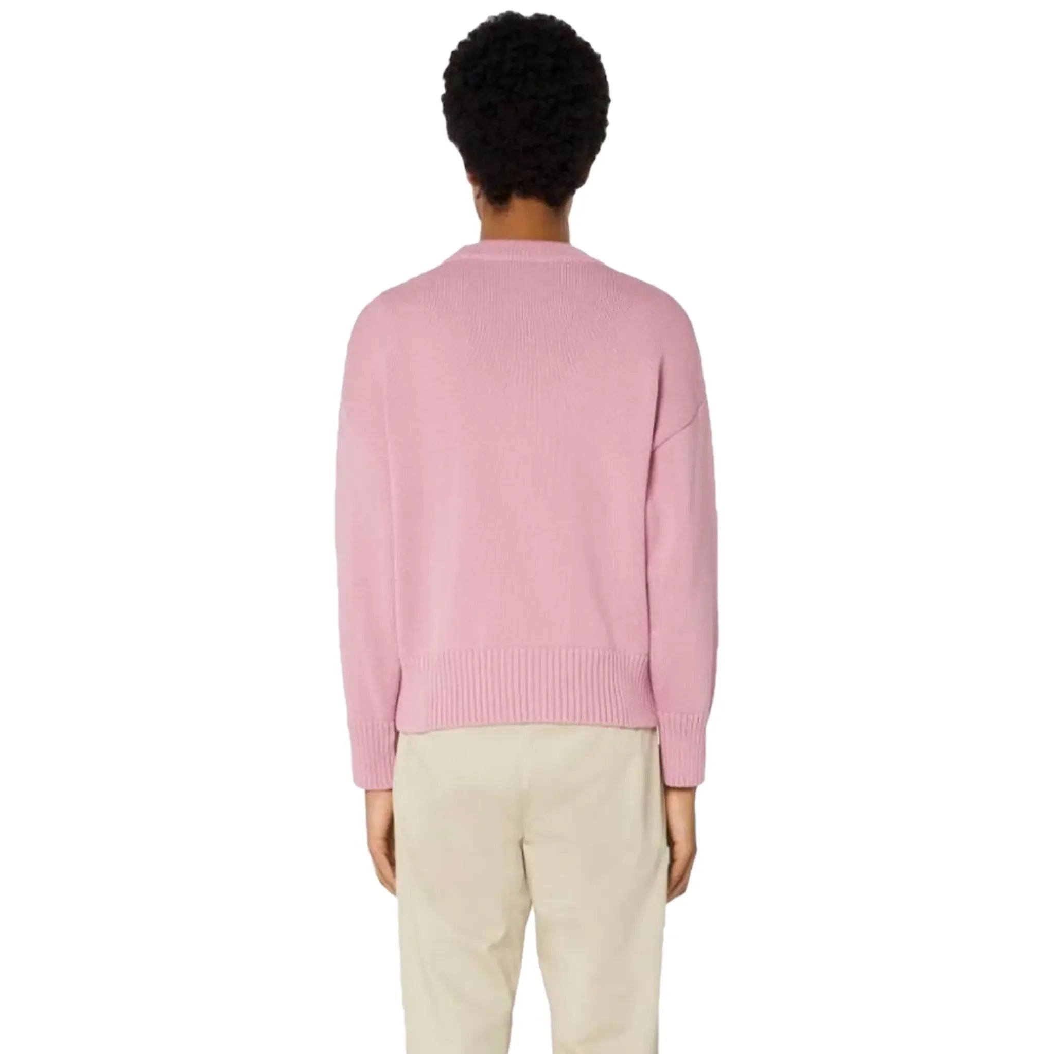 Ami Paris Ami De Coeur Logo Intarsia Pink Knit Sweatshirt - view 2