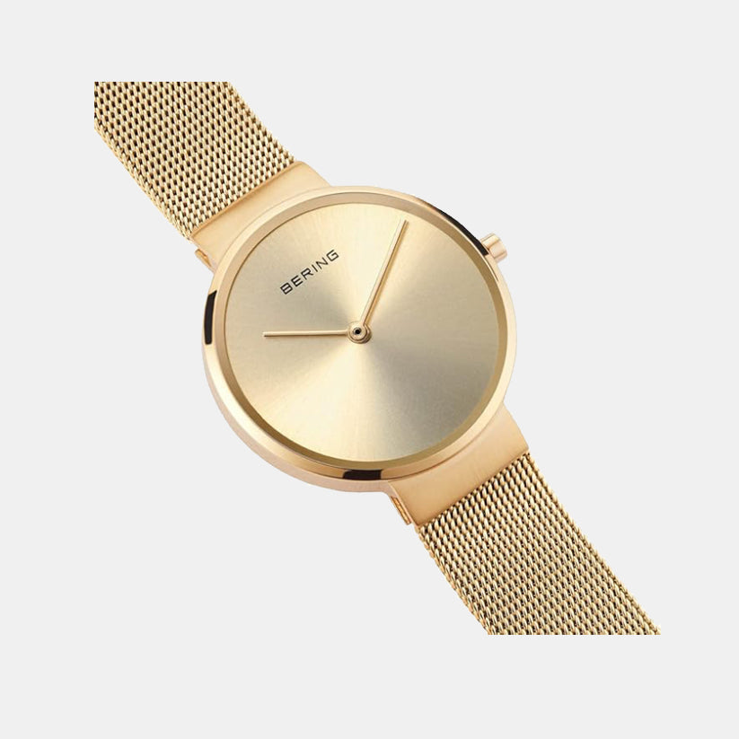 Bering Classic Women Gold Dial Analog Stainless Steel Watch 14531-333 - view 3