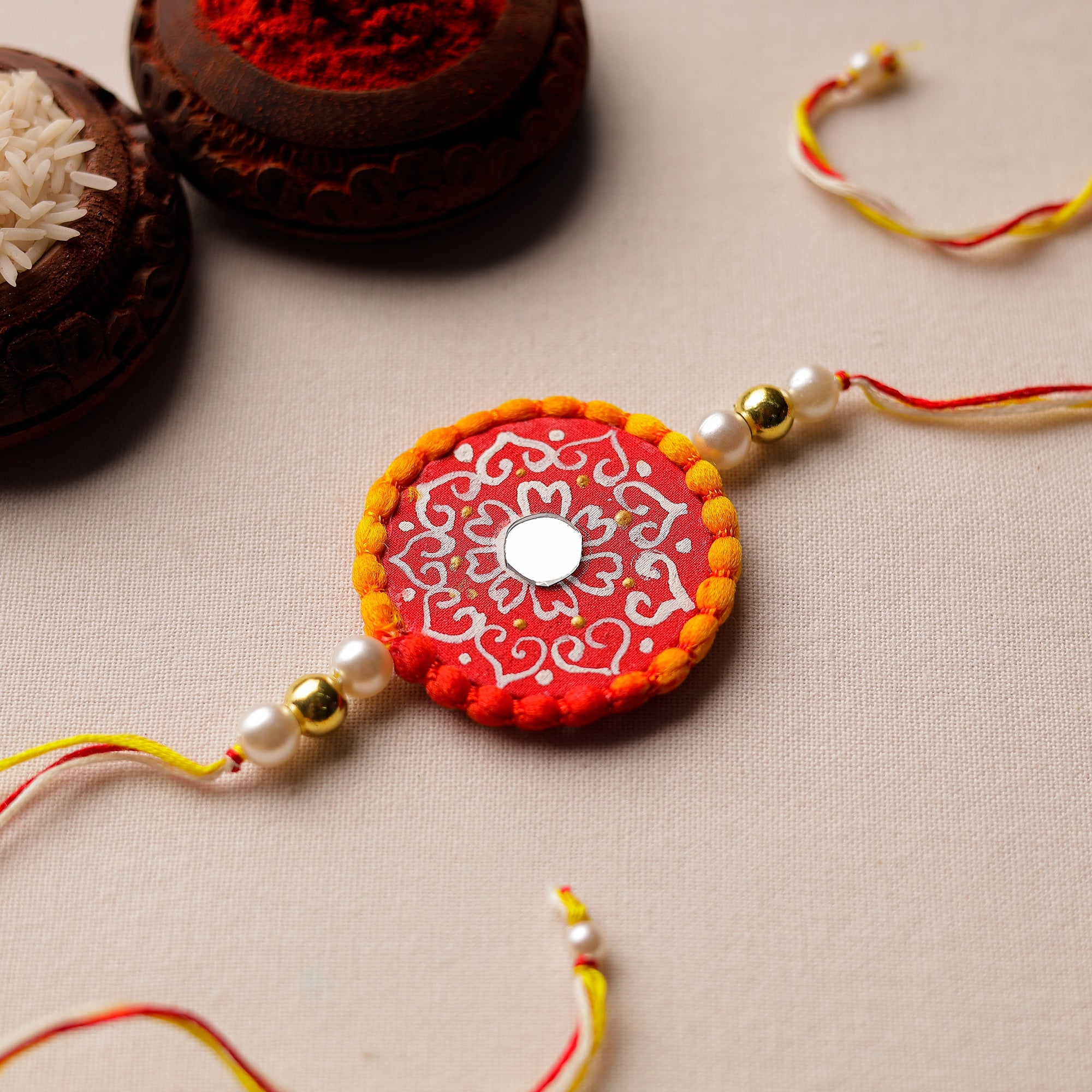 KHUSHBASH - HAPPY LOOM OF EAST Bishnupur Handpainted Fabric Rakhi 18