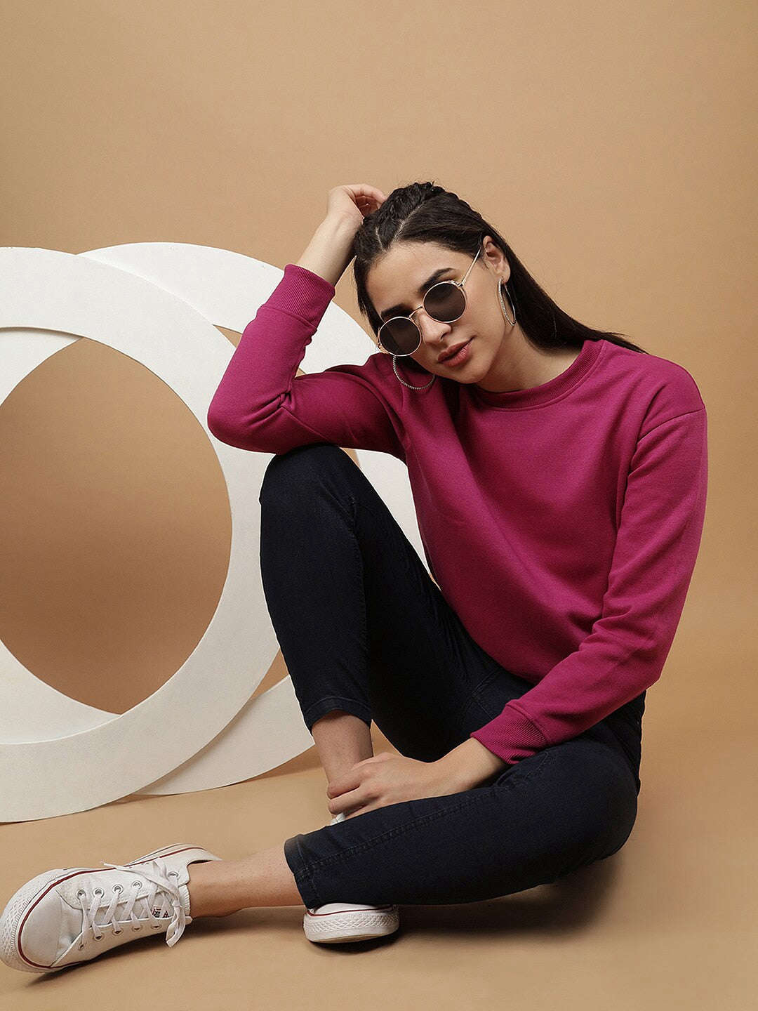 Freehand By The Indian Garage Co Women's Solid Regular Fit Sweatshirt - view 7