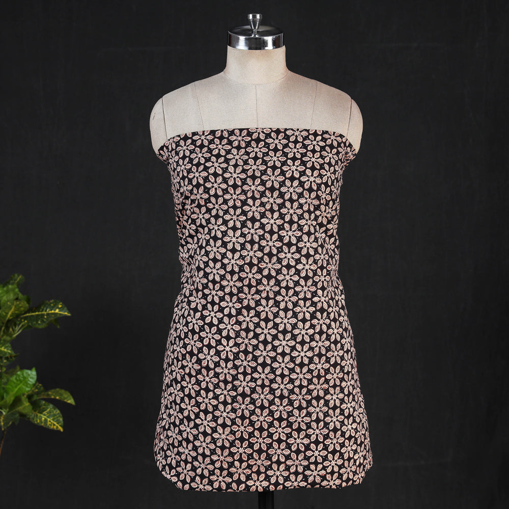 ARTISAN HAND BLOCK PRINTS Black - Special Tagai Work Block Print Cotton Kurta Material