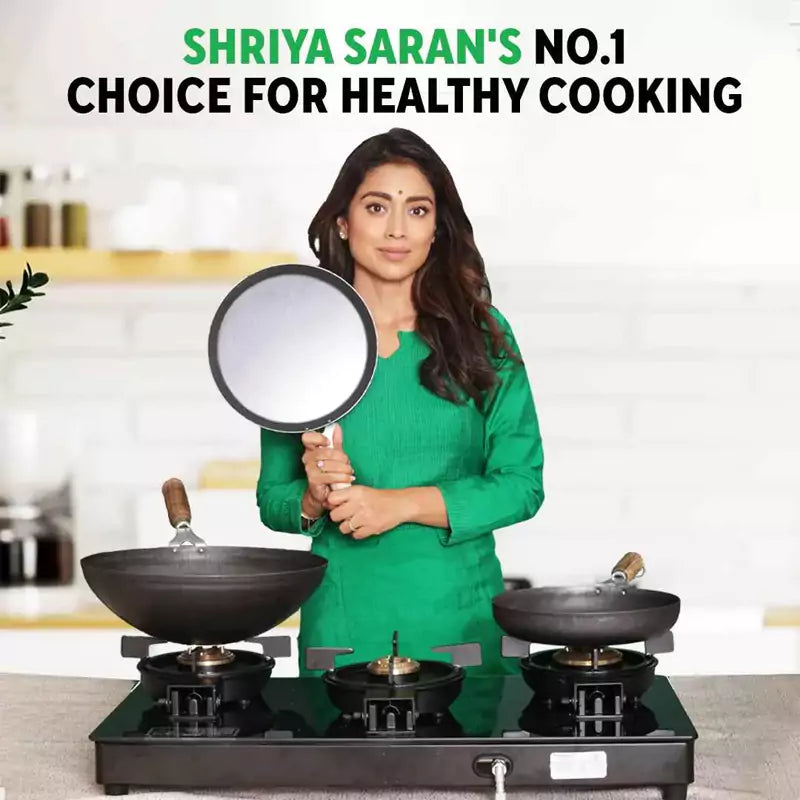 The Indus Valley 100% Pure Iron Cookware Set: Free ₹799 Kadai+ Tawa+ Fry Pan+ Wok, Toxin-free Sheet Iron, Pre-seasoned, Induction & Gas, Kitchen Set f - view 2