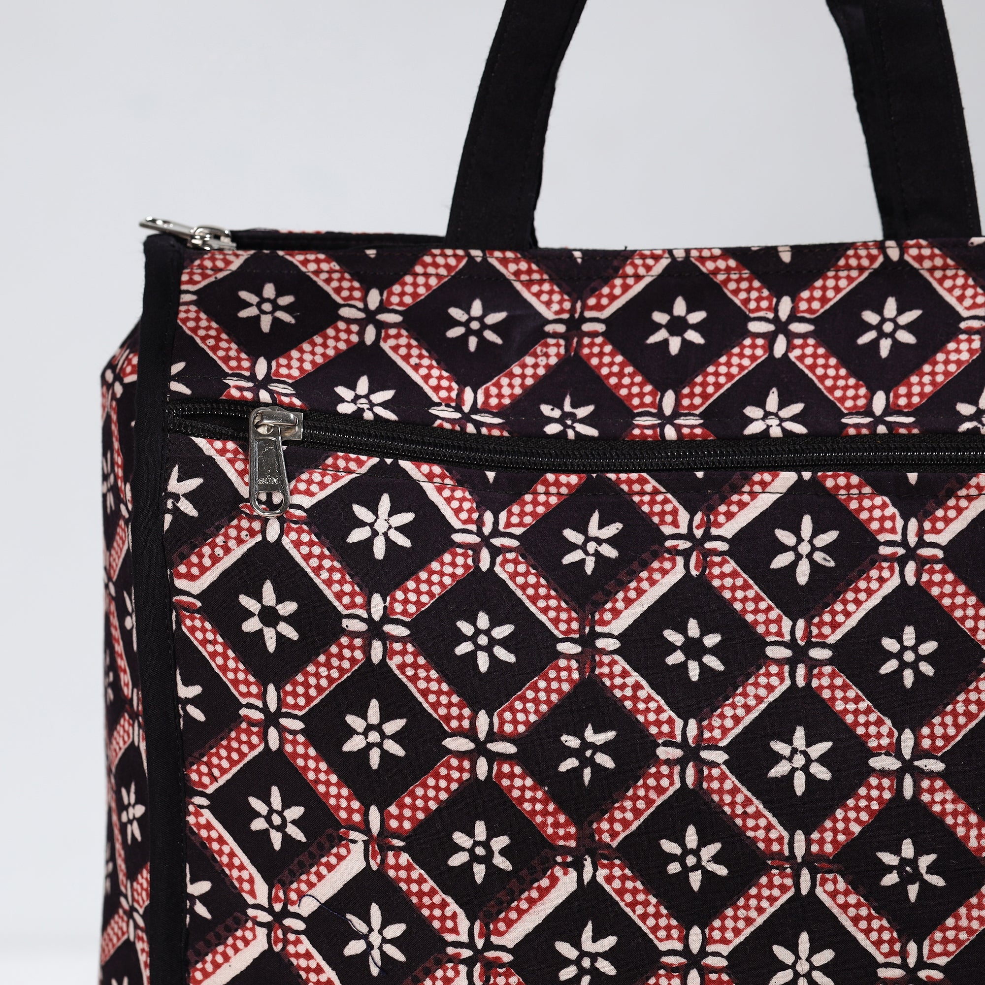 NOORI BAZAR Black - Handmade Bagh Block Printed Cotton Shopping Bag 19 - view 4