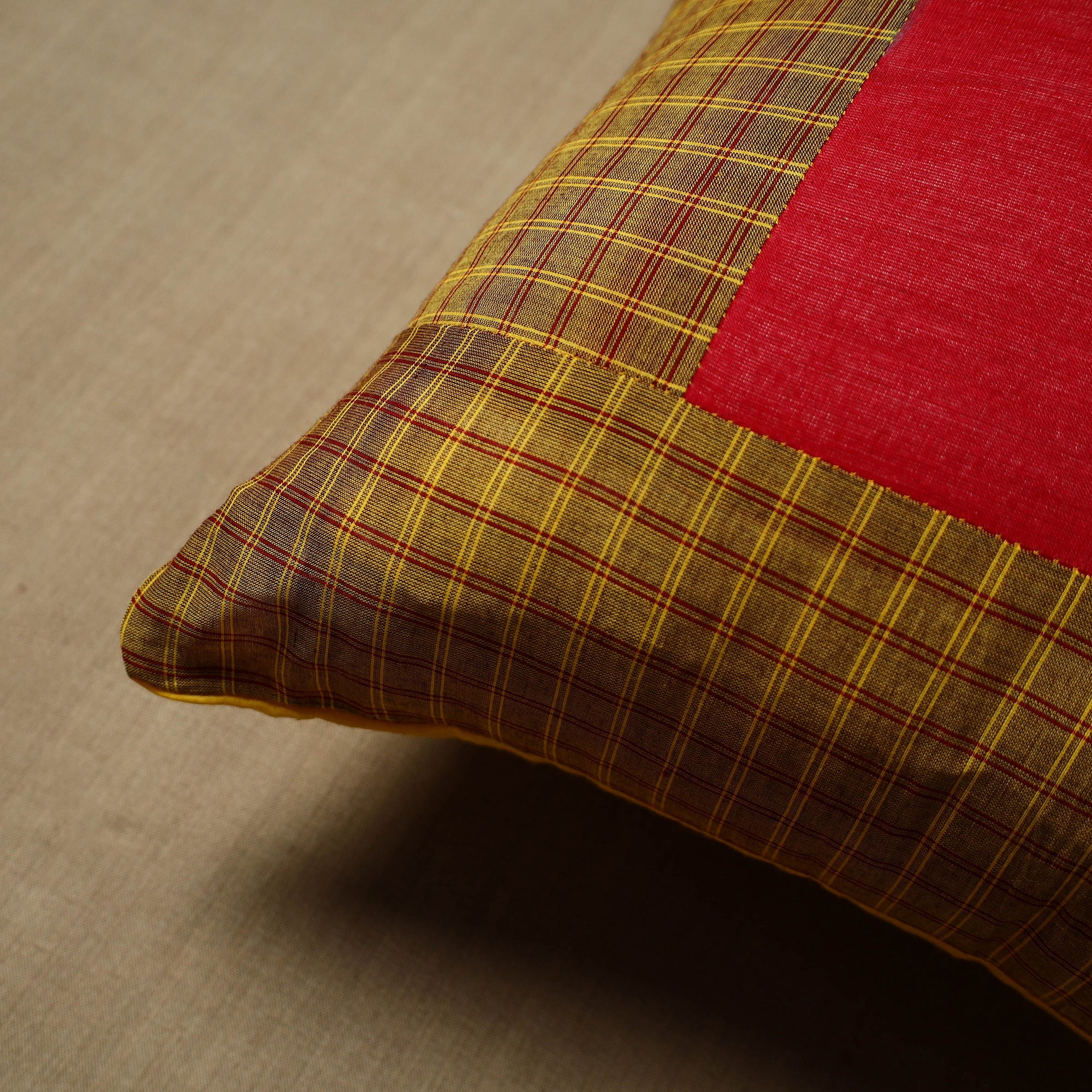 NOORI BAZAR Brown - Patchwork Cotton Kanchipuram Cushion Cover (16 x 16 in) 66 - view 2