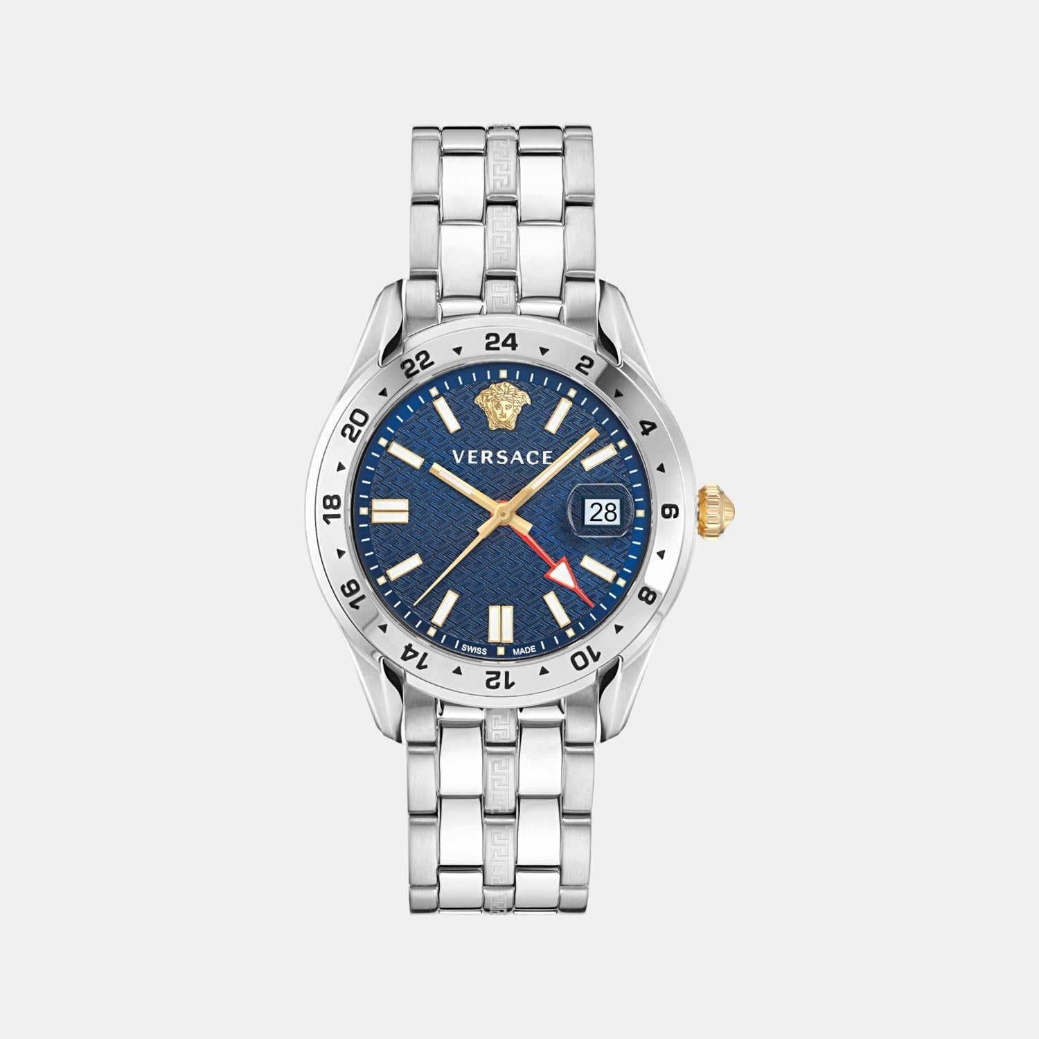 Versace Greca Time Men Quartz Blue Dial Analog Stainless Steel Watch VE7C00523