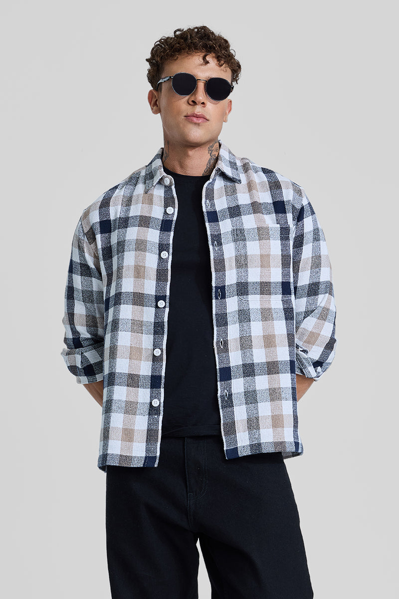 SNITCH Navy Box Fit Gingham Shirt - view 4