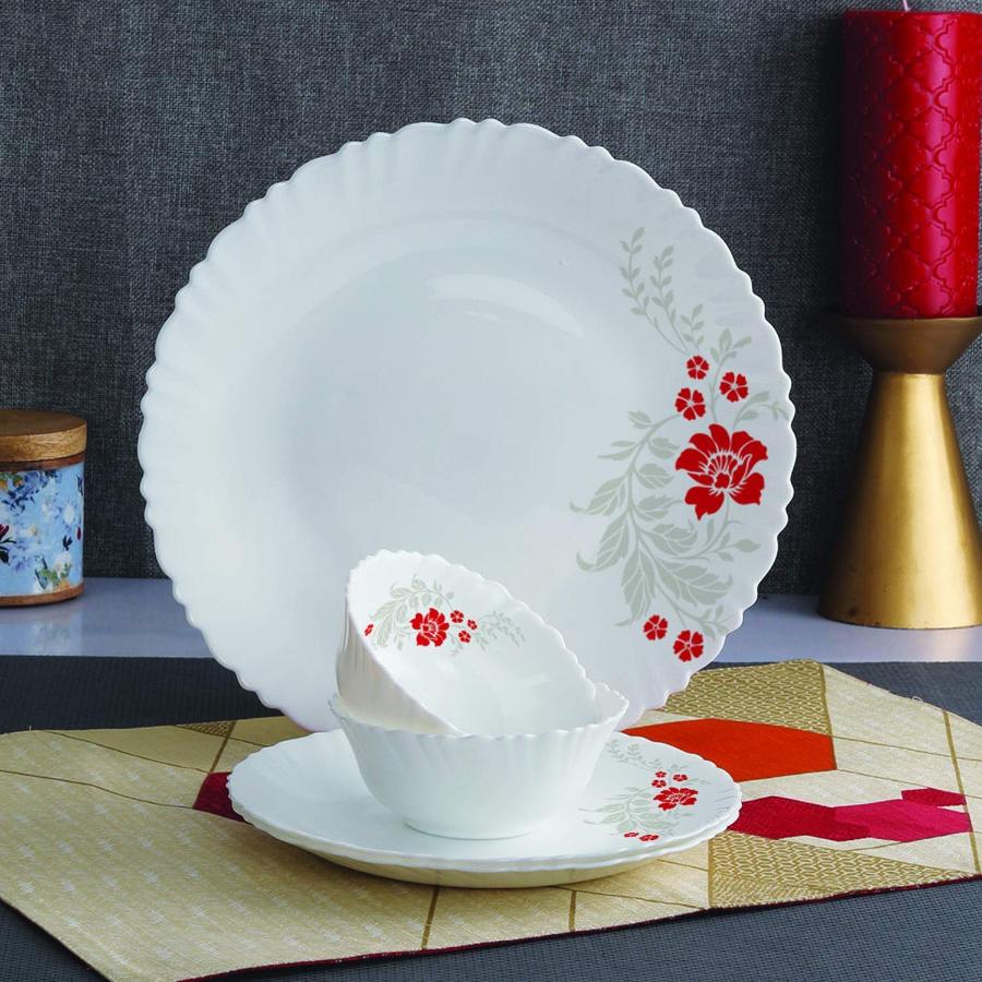 Cello Dazzle Series 18 Pieces Opalware Dinner Set for Family of 6