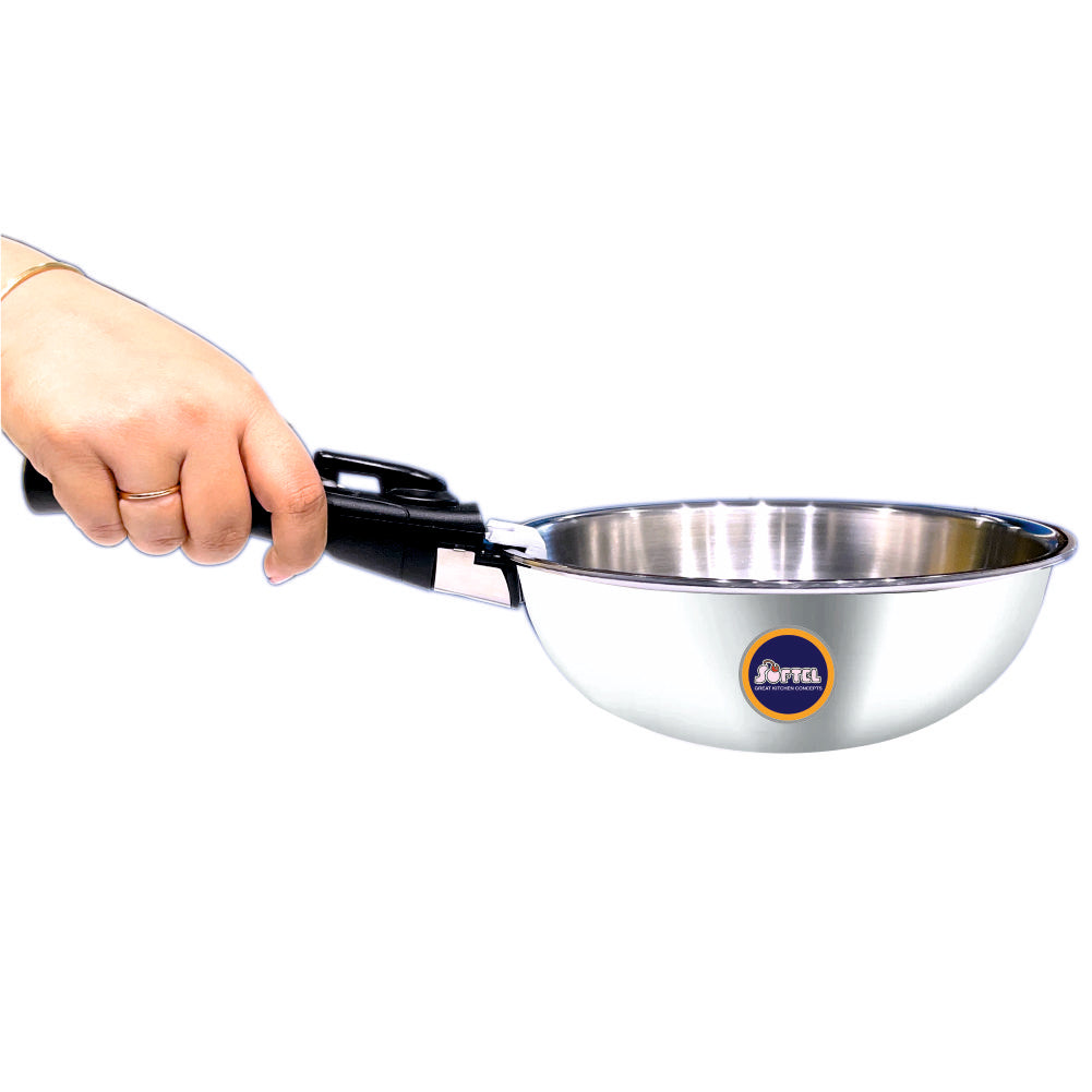 Softel Tri-Ply Cookware Combo with Removable Handle (Tasla + Fry Pan + Sauce Pan + Removable Handle) | Gas & Induction Compatible | Set of 4 Pcs - view 6