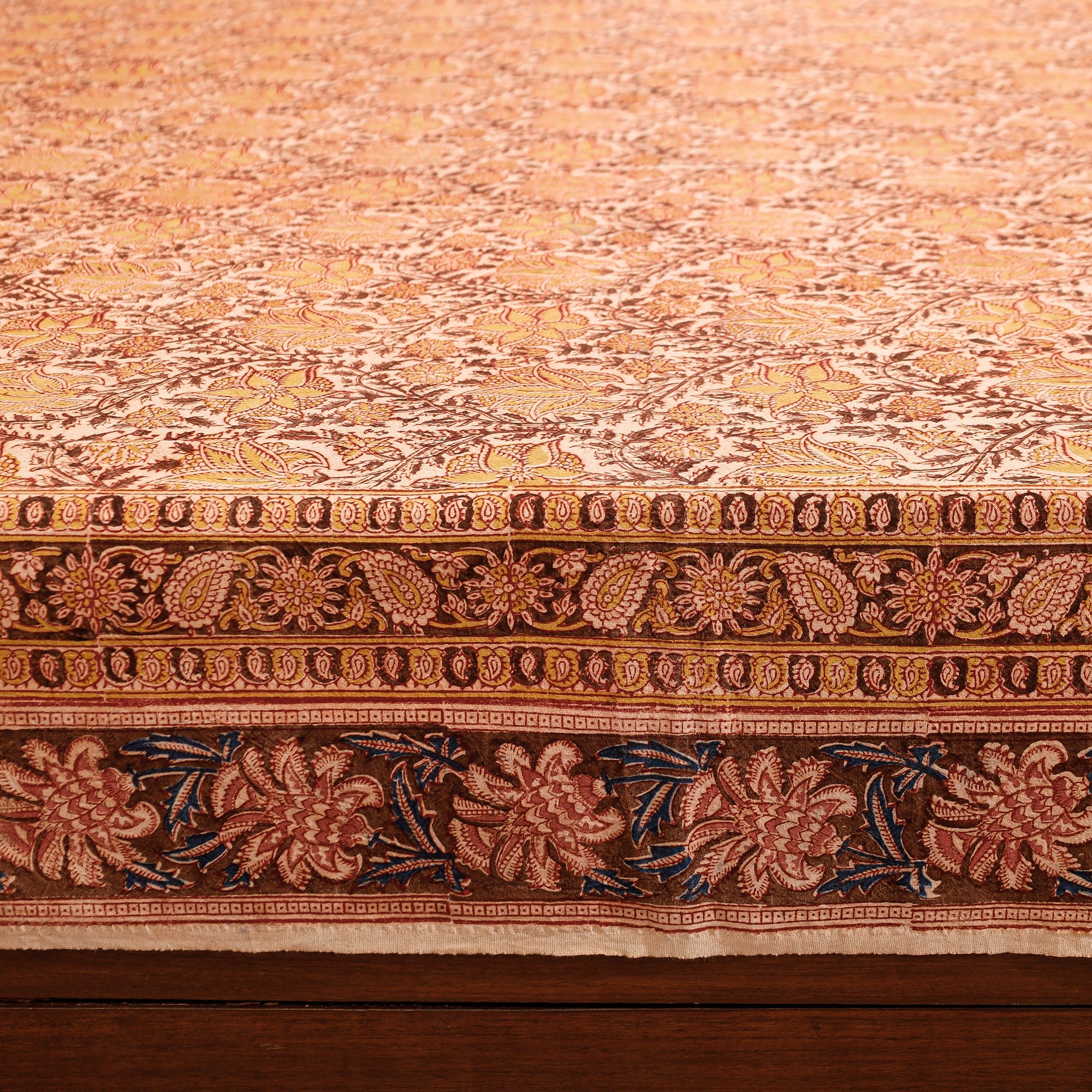 PITCHUKA SRINIVAS KALAMKARI PEDANA Beige - Pedana Kalamkari Block Printing Cotton Double Bed Cover (111 x 94 in) - view 2