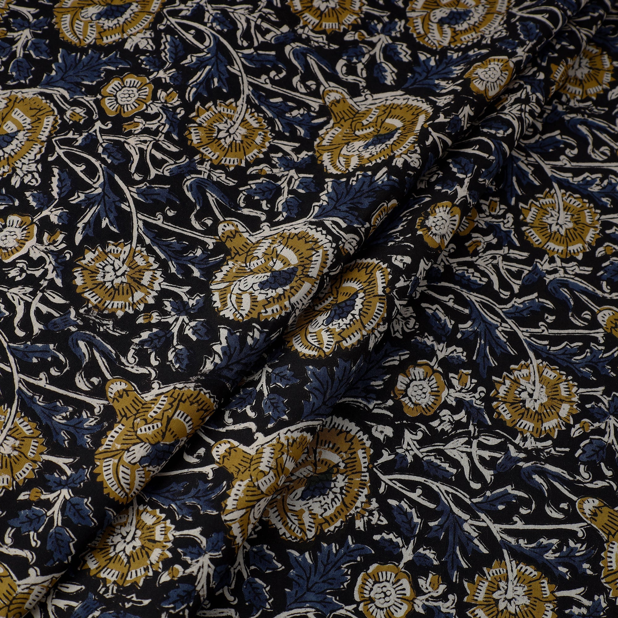 BAGRU DABU PRINTS Blue - Block Printed Cotton Kalamkari Bagru Fabric 19 - view 2