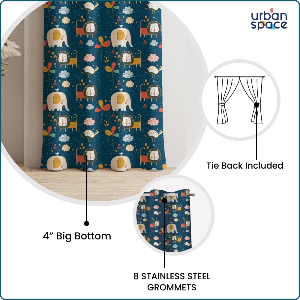 Urban Space -Home Furnishing Store Blackout Curtains, Digital Printed Curtains, Pack of 1 Curtains - Lion King Blue - view 4