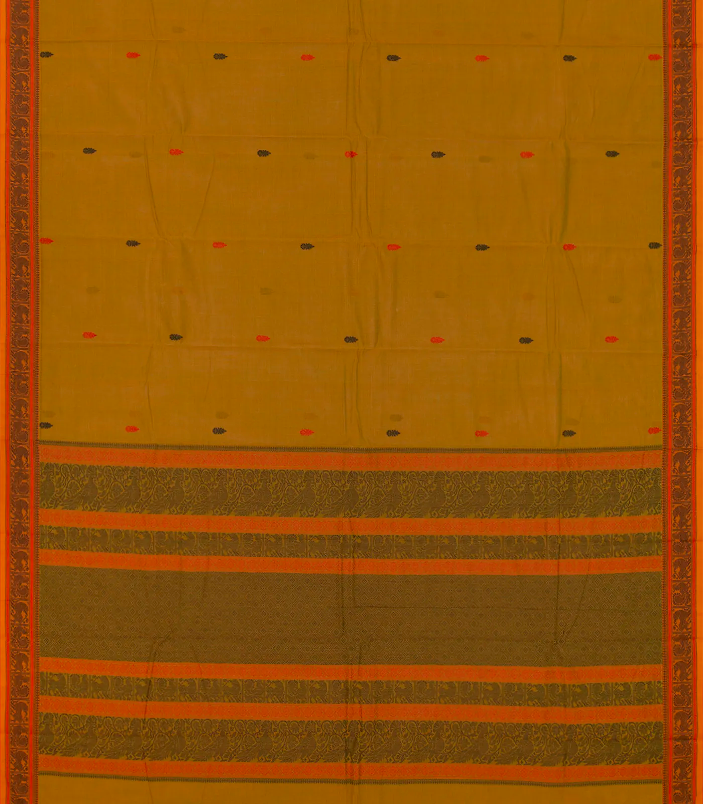 RmKV Oil Mustard Handloom Kanchi Cotton Saree With Kalasam Motifs-OIL MUSTARD - view 2