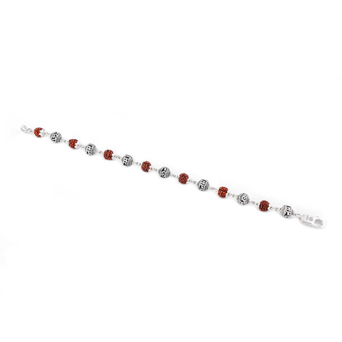 Prinjal Jewellers Silver Rakhi with Rudraksha and Om Namah Shivay Beads - view 5