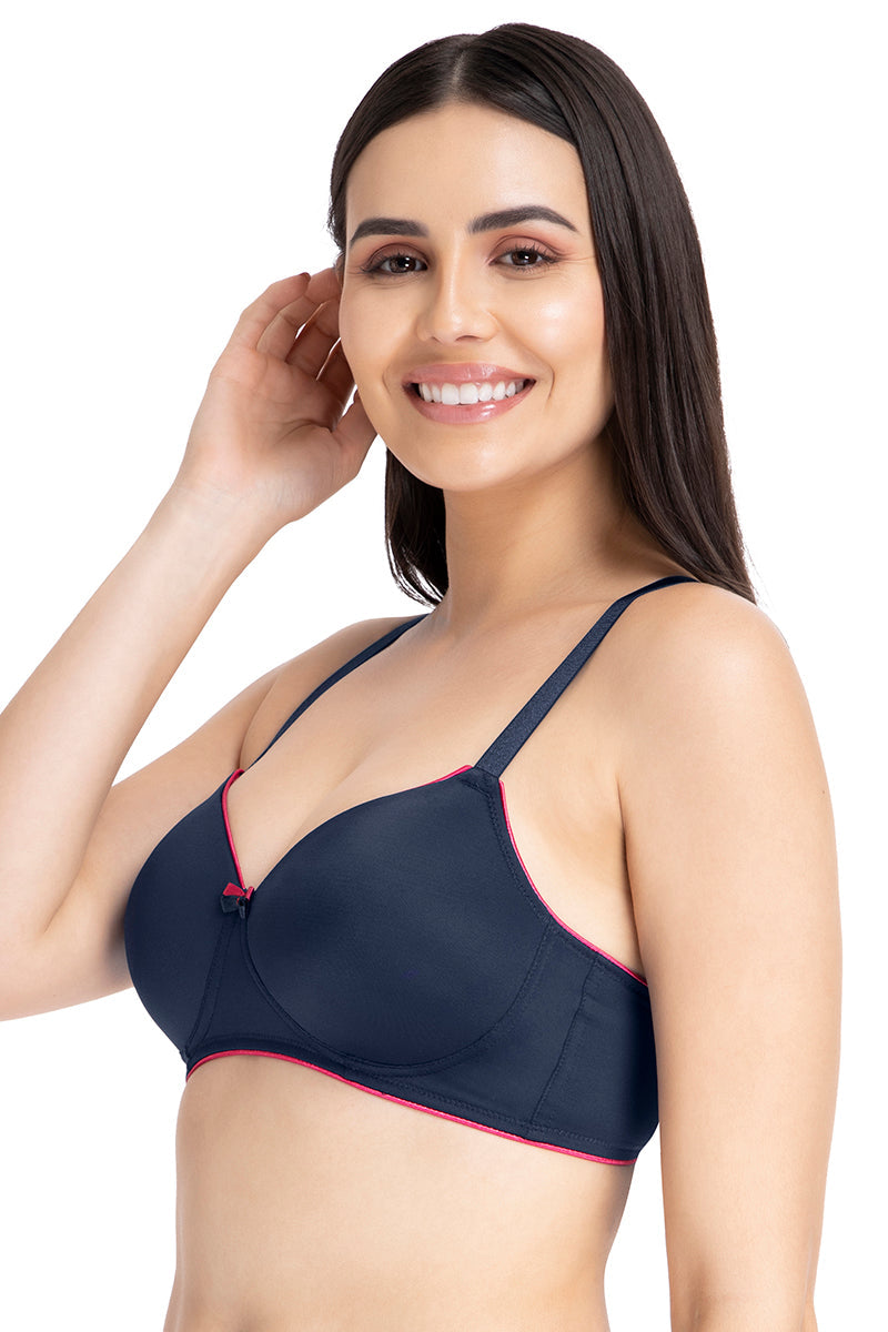 Amante Casual Chic Solid Padded Non-Wired T-Shirt Bra - Midnight-Red Obsession - view 3