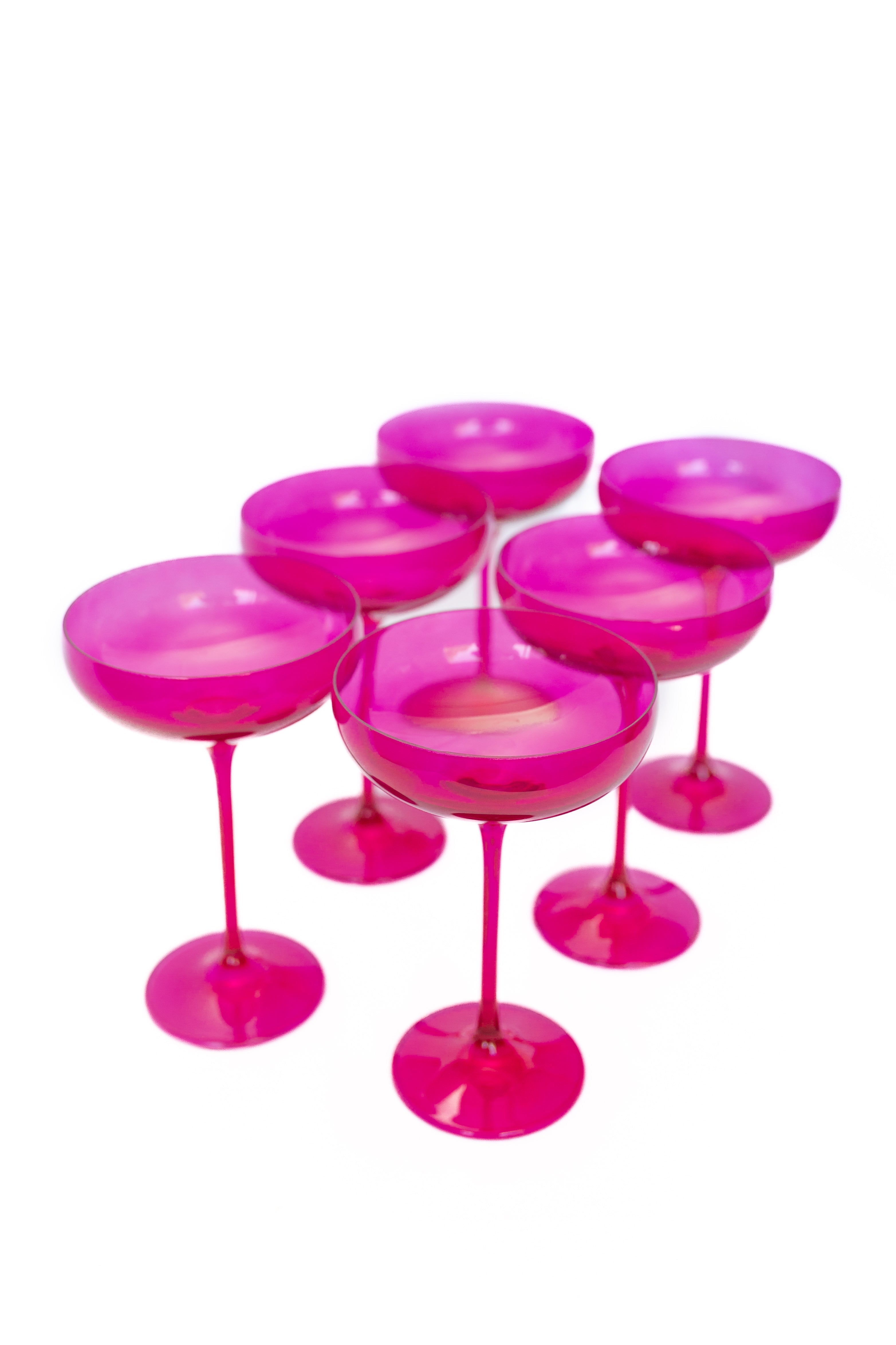Estelle Colored Glass Estelle Colored Champagne Coupe Stemware - Set of 6 {Viva Magenta (Our Fuchsia)} - view 5
