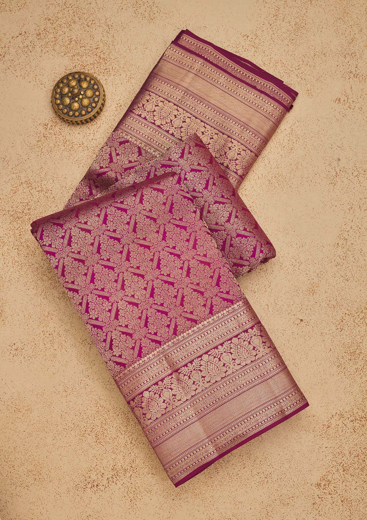 Koskii Wine Zariwork Pure Silk Saree – Women's