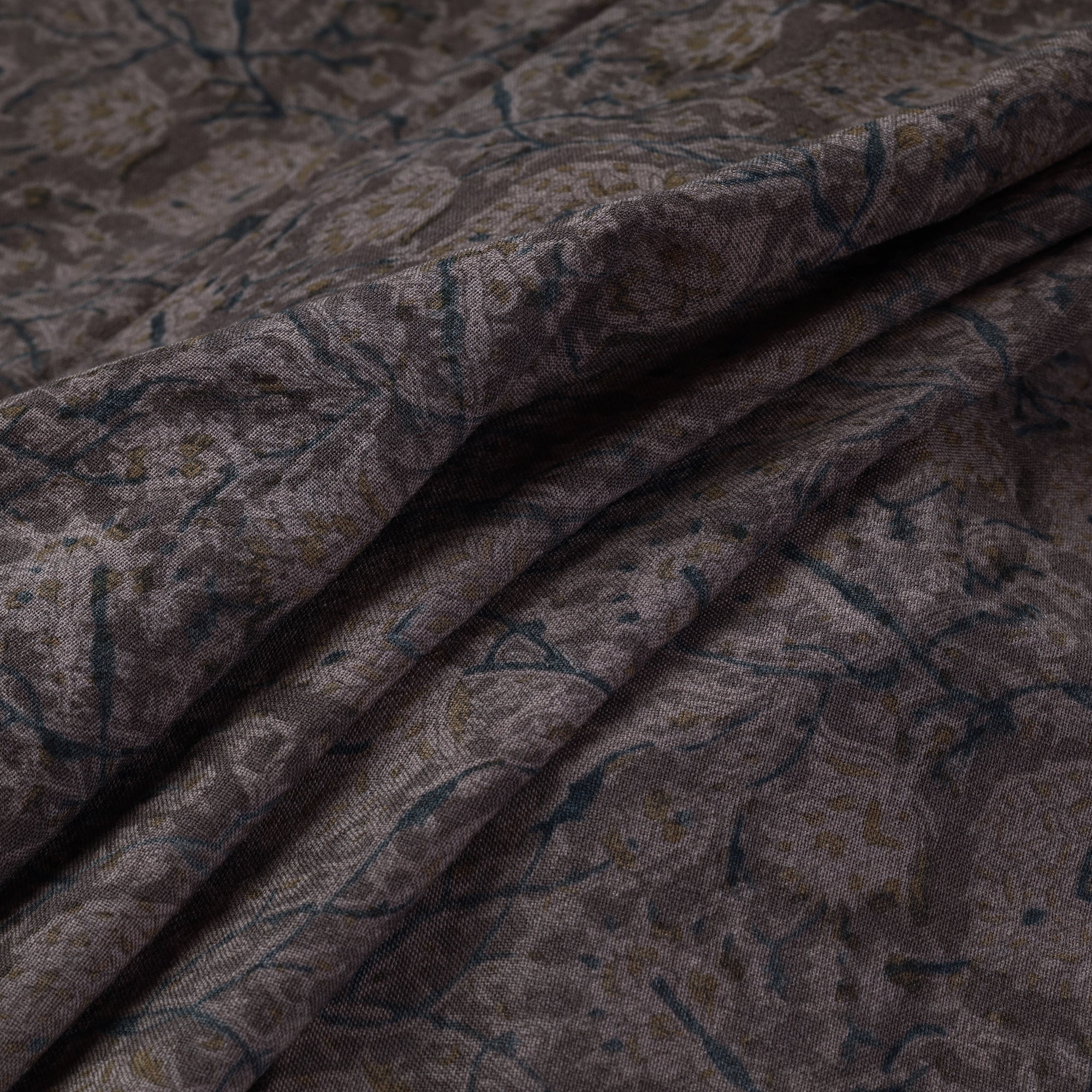 PITCHUKA SRINIVAS KALAMKARI PEDANA Brown - Pedana Kalamkari Block Print Handwoven Wool Fabric - view 2
