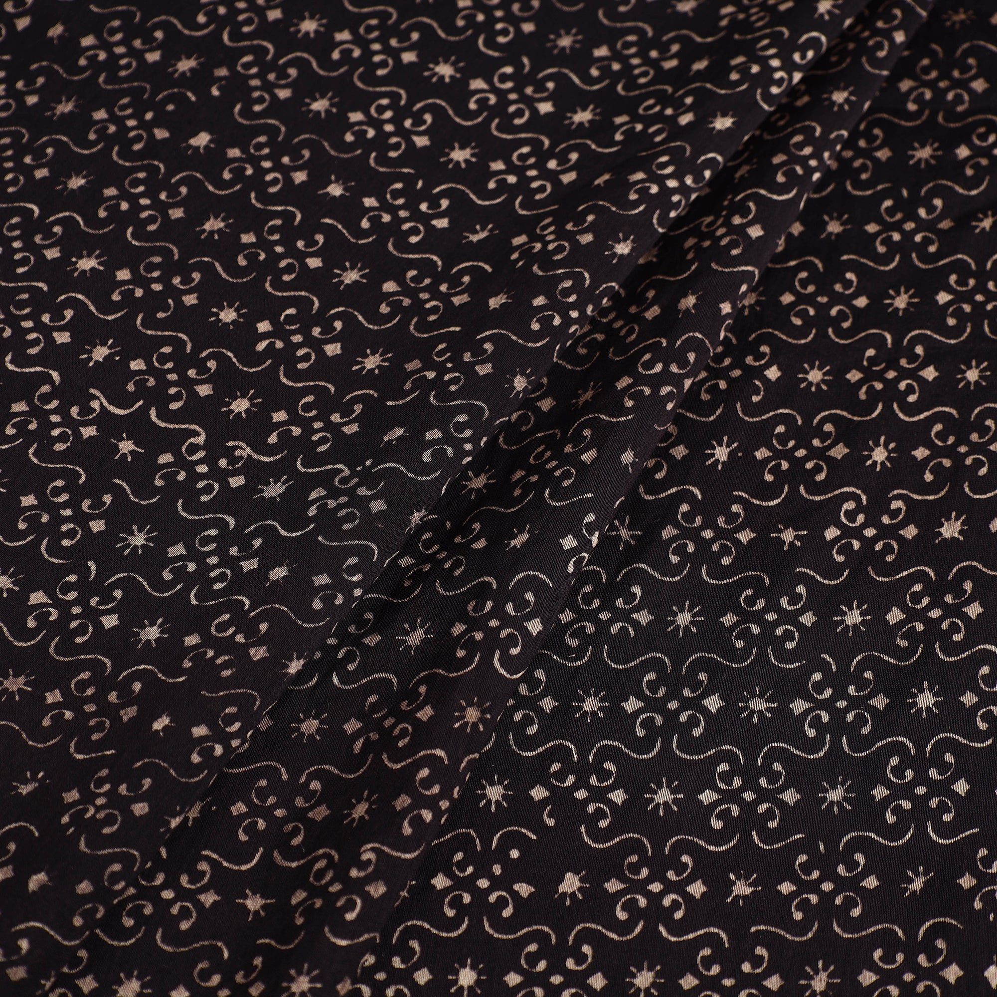 KACHCHH JI CHHAAP Black - Ajrakh Block Printed Chanderi Silk Fabric 08 - view 2