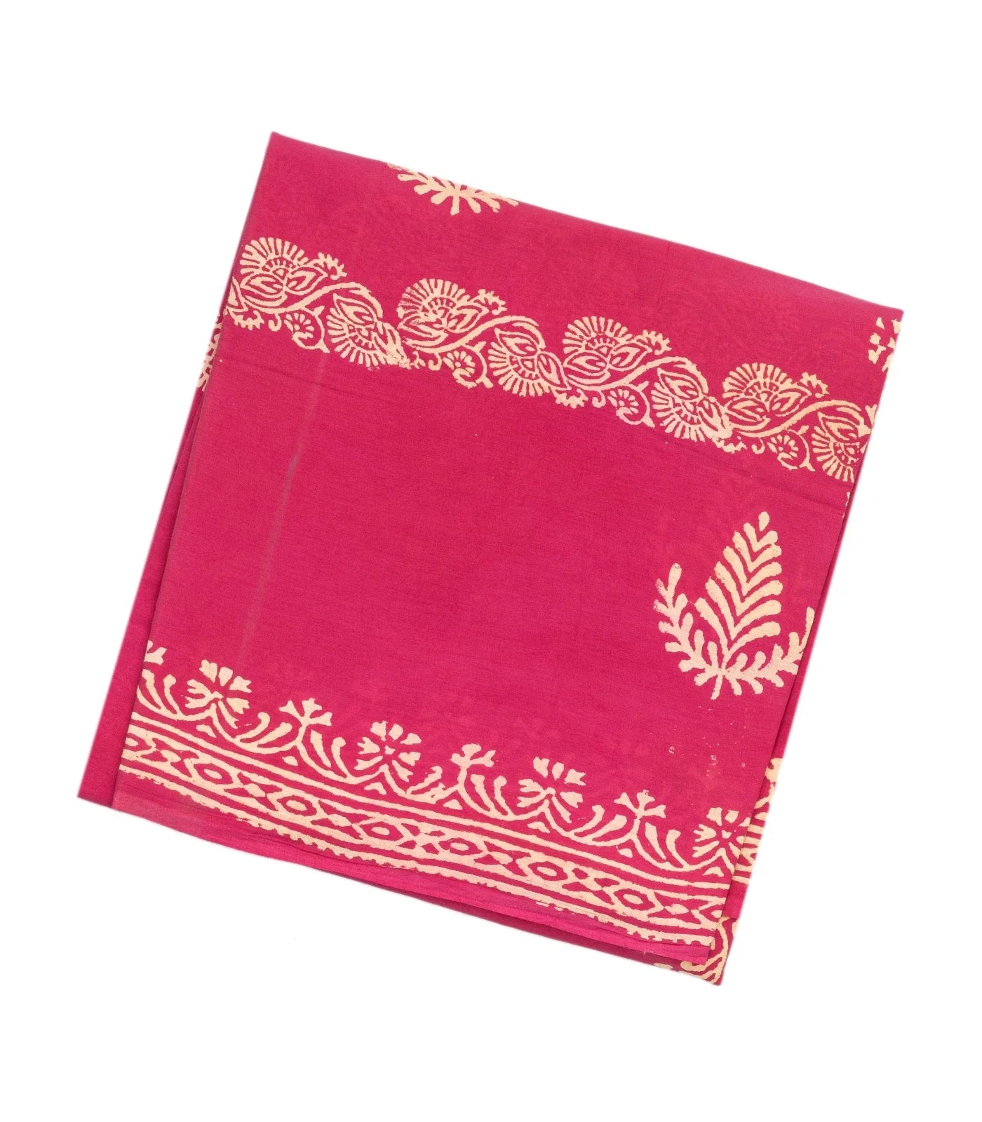 RmKV Hot Pink Woven Jaipur Cotton Saree Printed With Floral Motifs