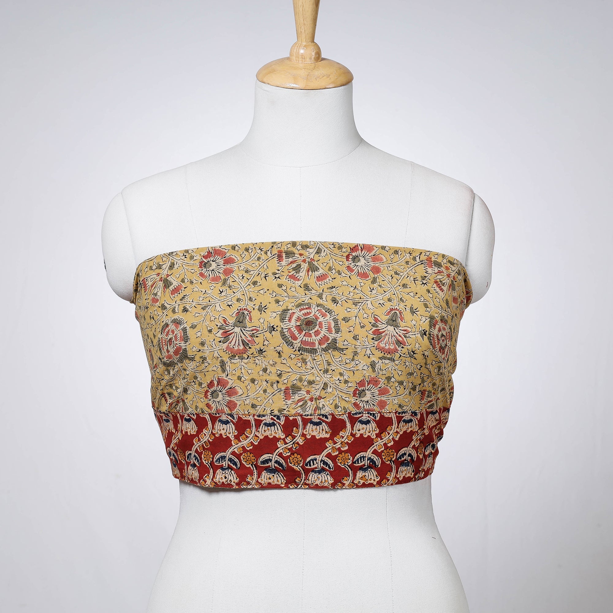 NOORI BAZAR Beige - Rangoli Kalamkari Block Printed Cotton Blouse Piece