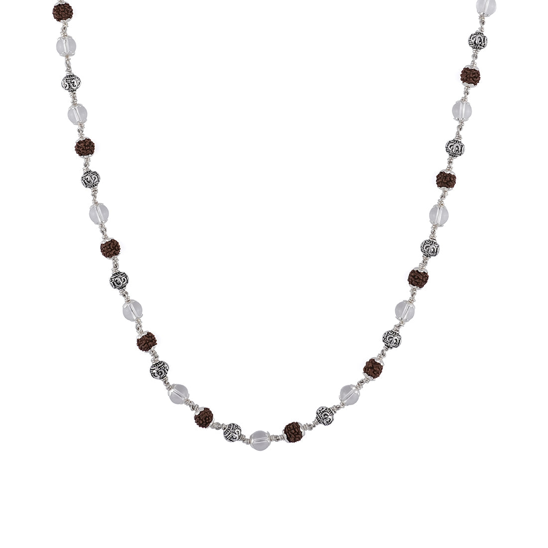 Prinjal Jewellers Rudraksha With Sphatik And Om Silver Beads Mala - view 4