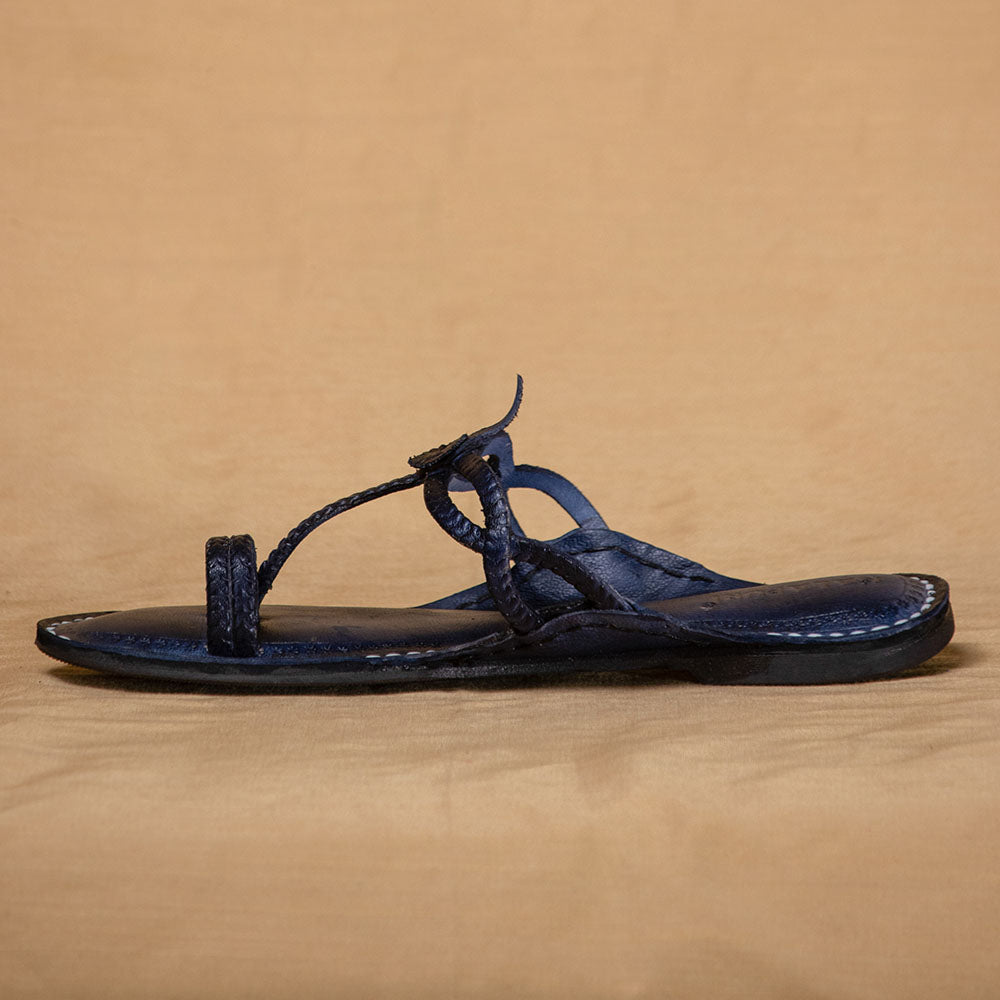 KALAPURI Arthur Navy Blue - Women Chic Palette: Classic Kolhapuri Leather Slippers - view 6