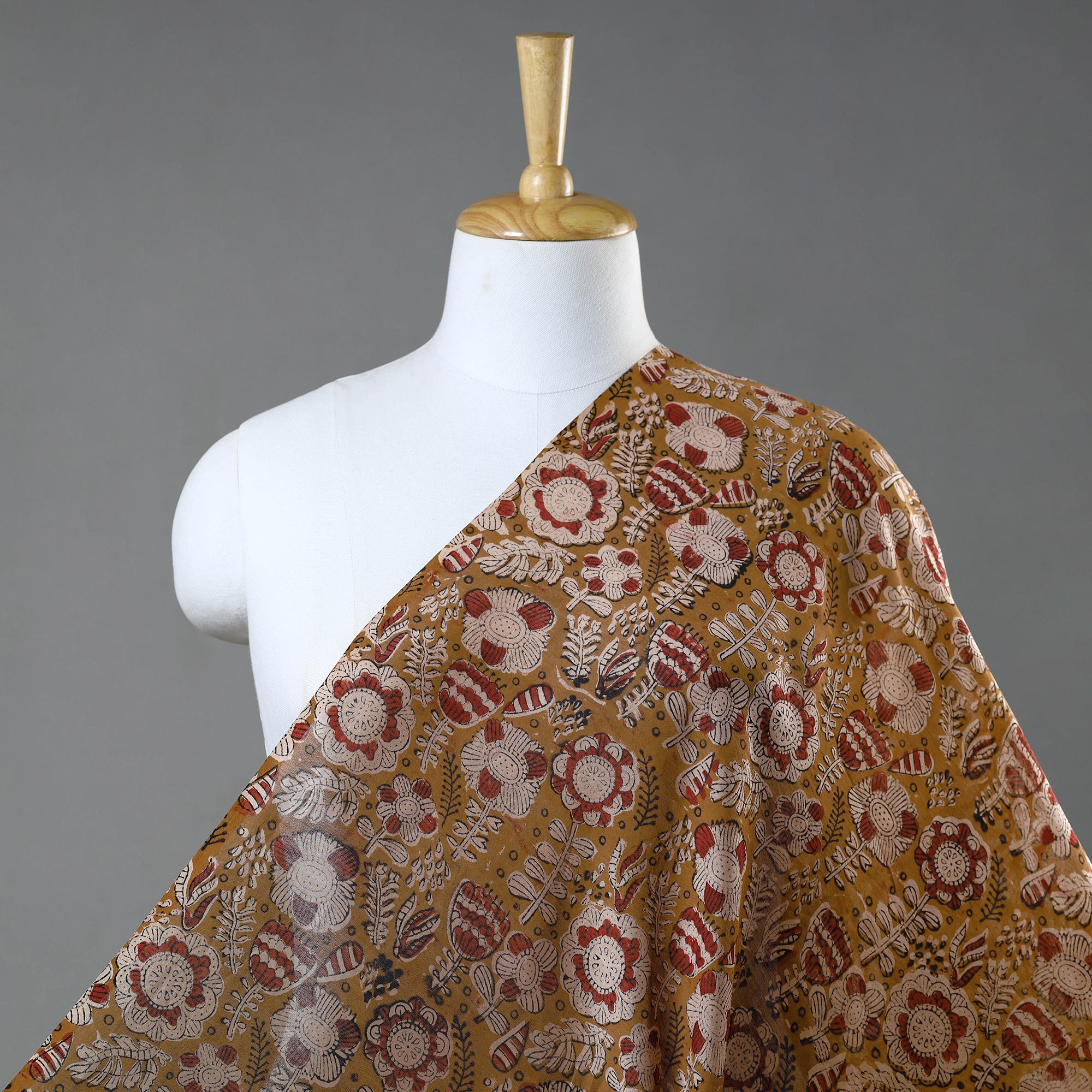 BAGRU DABU PRINTS Brown - Ajrakh Dabu Bagru Block Print Chanderi Silk Fabric 16
