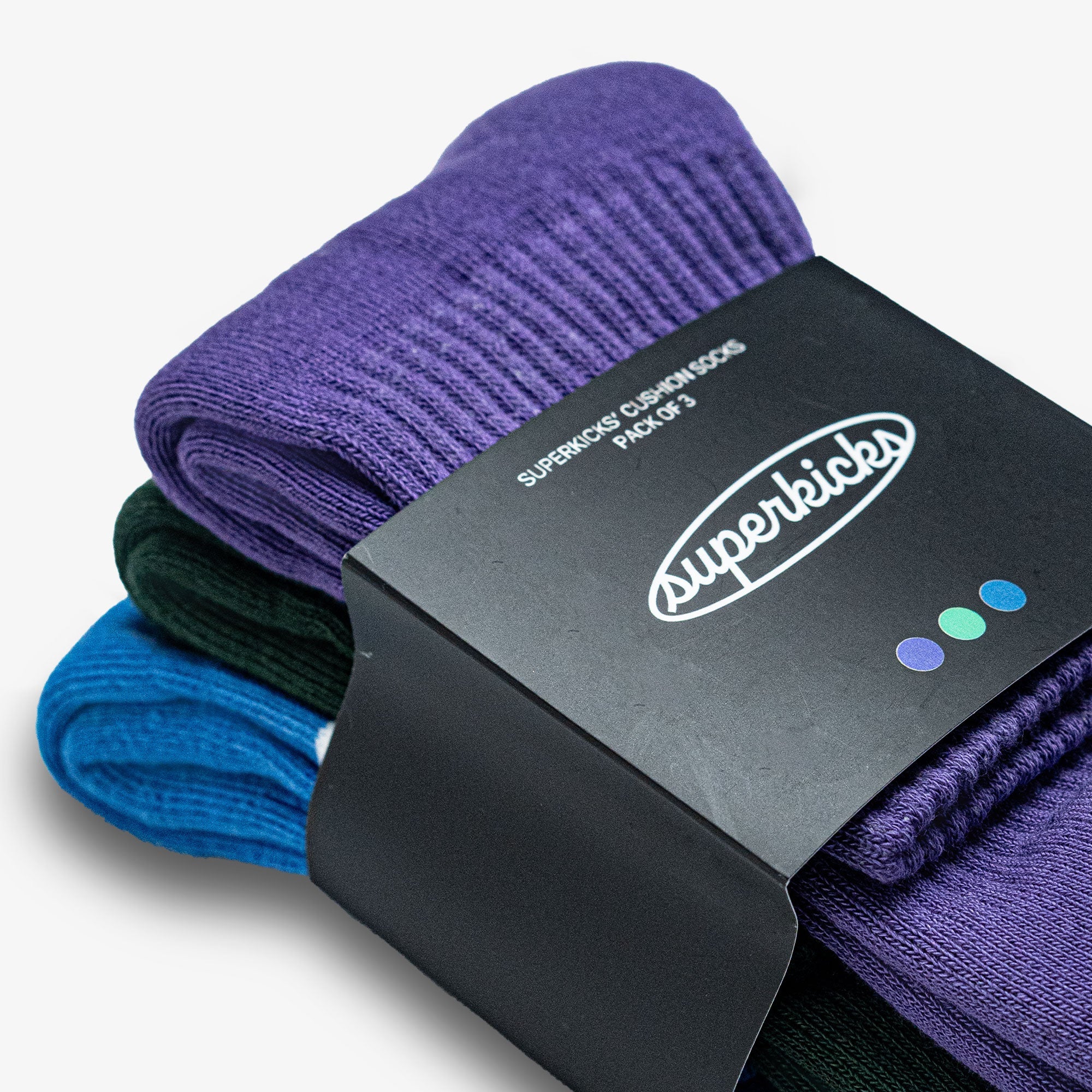 Superkicks | CREW SOCKS { PURPLE/GREEN/BLUE - view 3