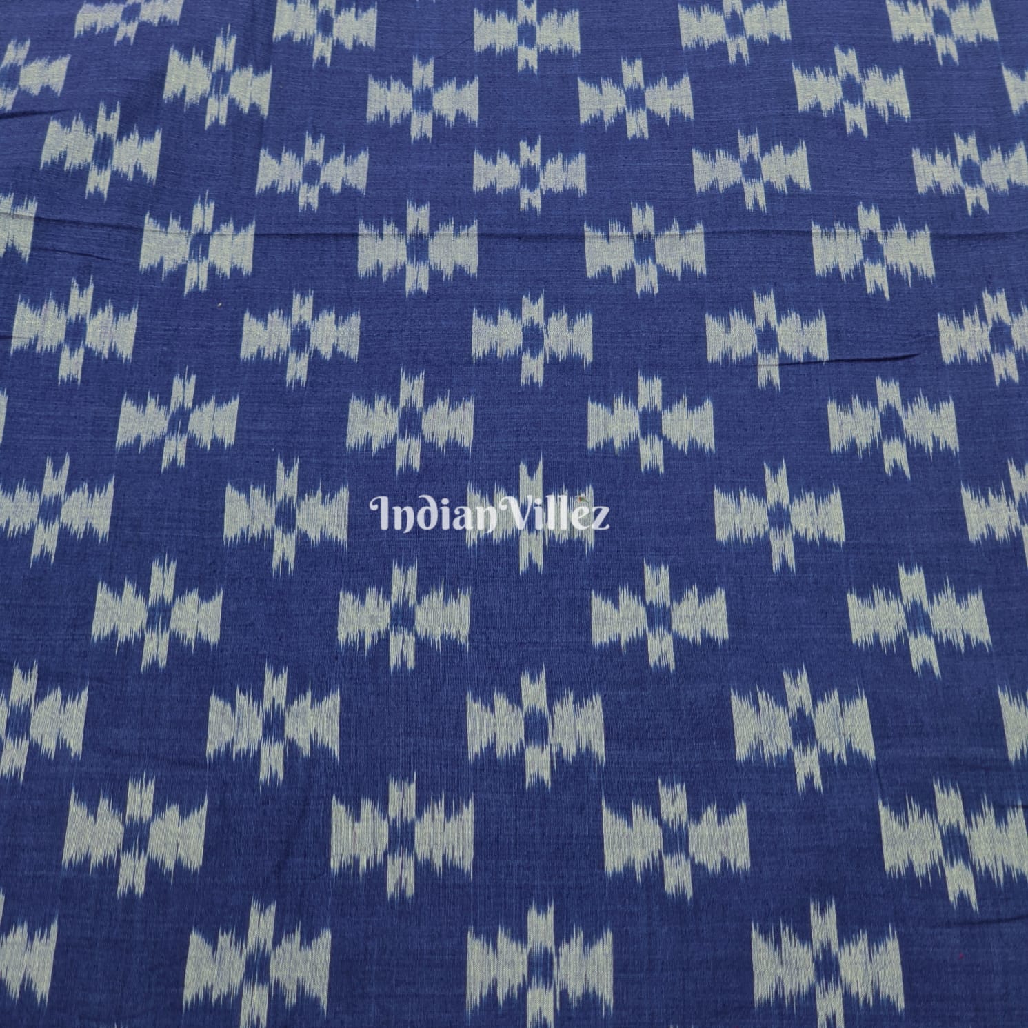 IndianVillèz Royal Blue Sambalpuri Ikat Cotton Fabric - view 2
