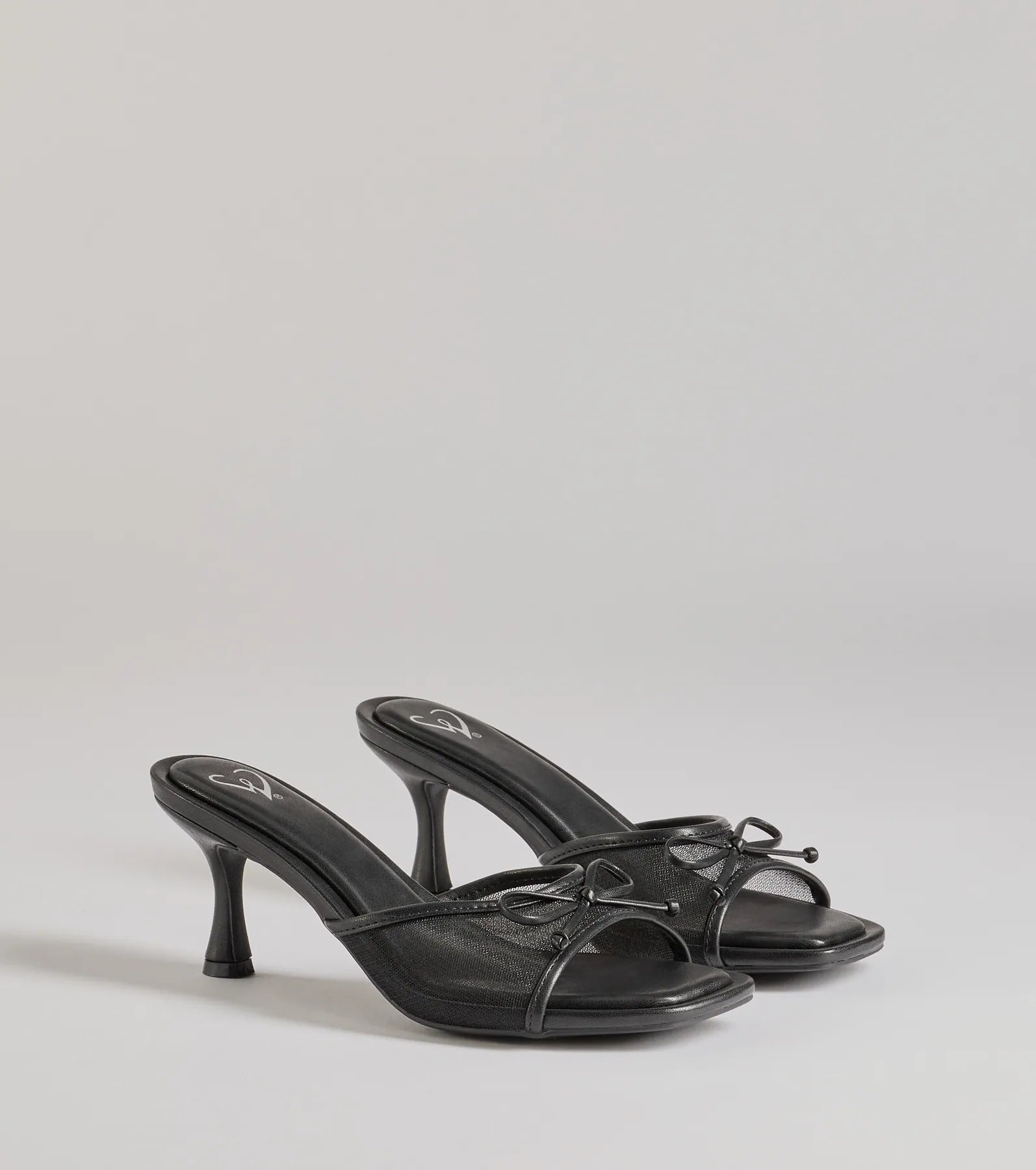 Windsor Adorable Bow Detail Mesh Strap Stiletto Mules