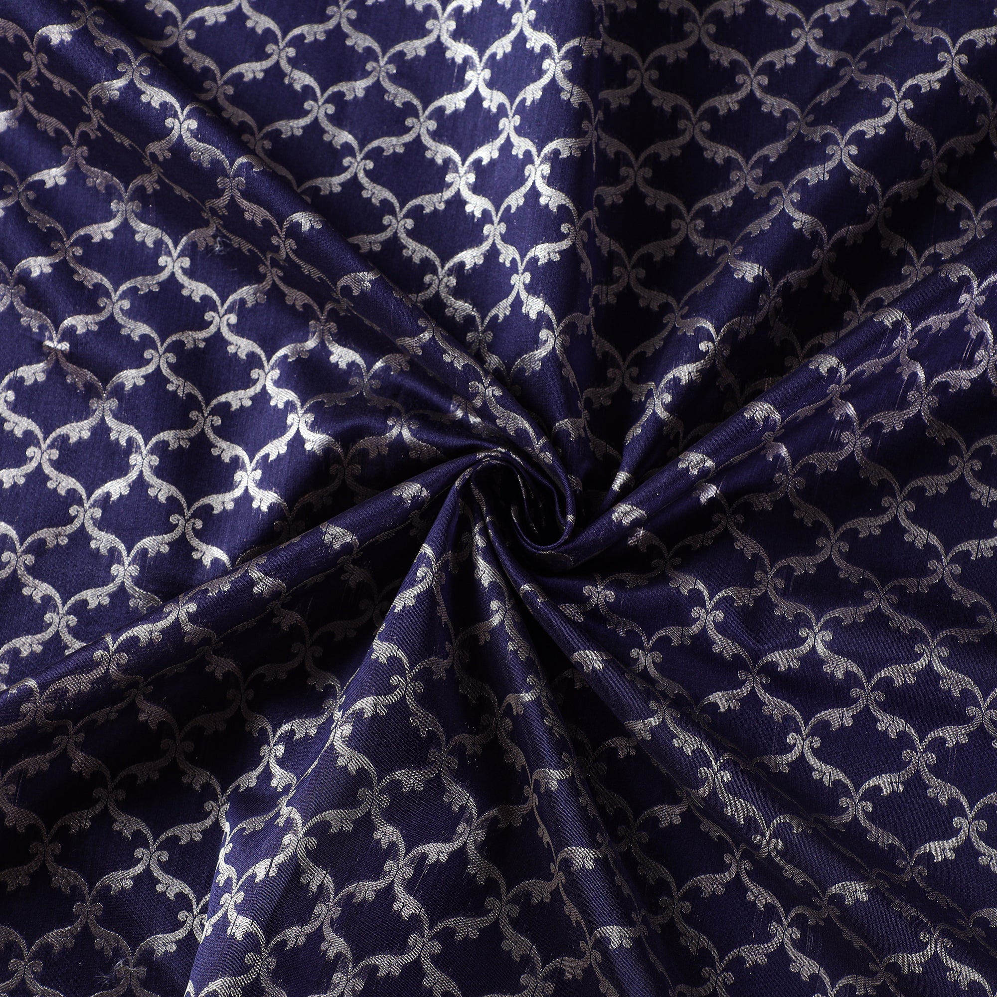 BANARASI BY MAQBUL HASAN Blue - Banarasi Zari Jaal Silk Cotton Fabric
