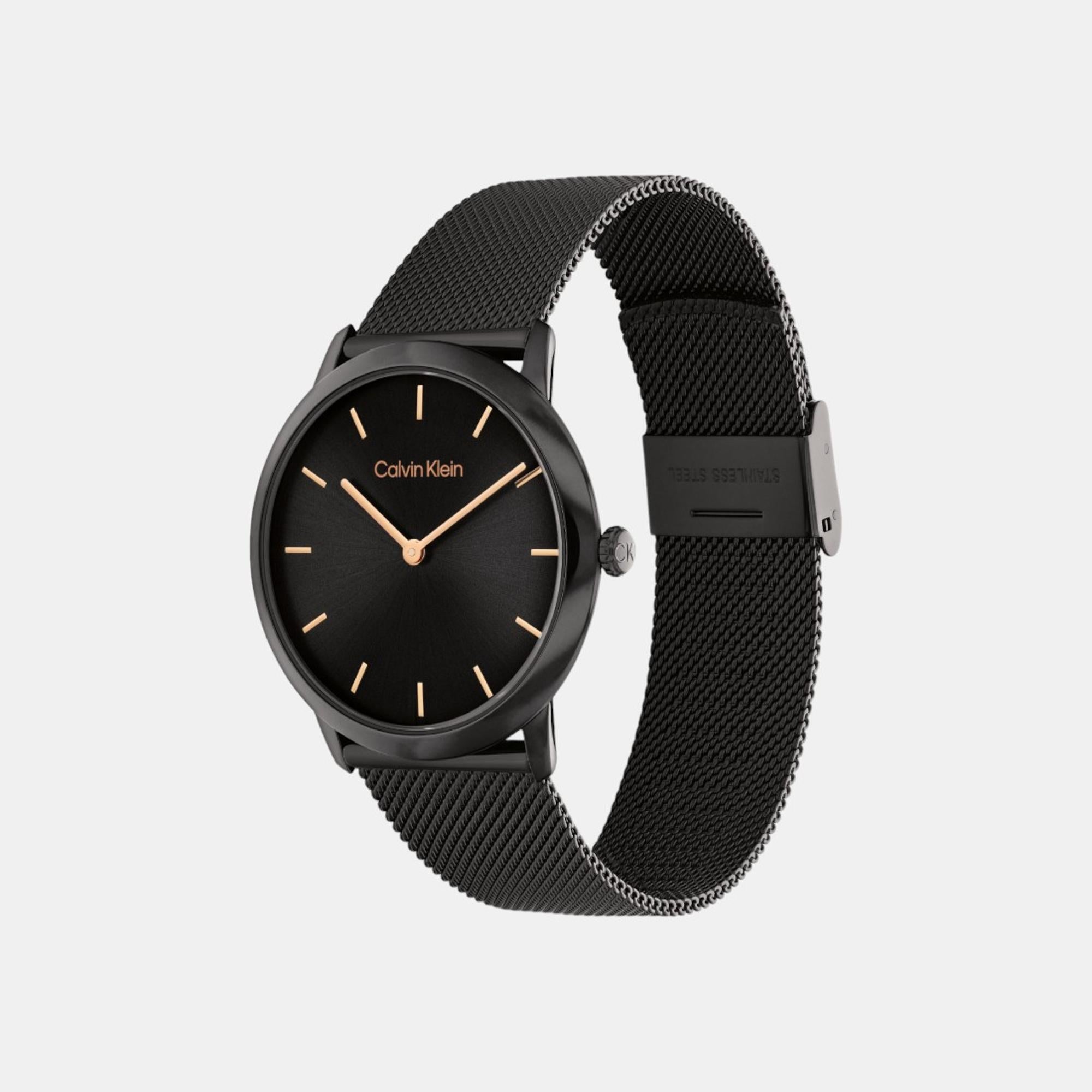 Calvin Klein Exceptional Unisex Quartz Black Dial Analog Mesh Watch 25300002 - view 2