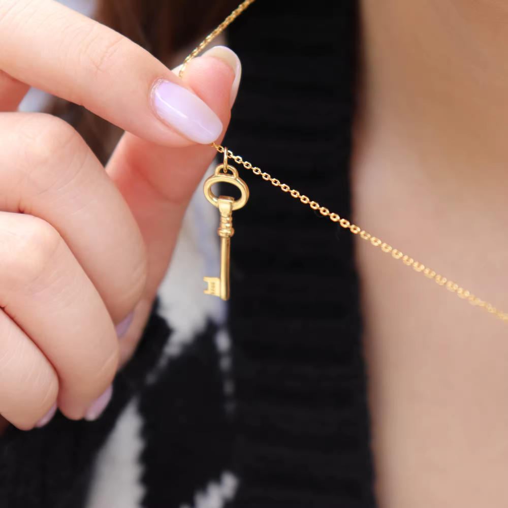 Branta Gold Key Charm Necklace - view 3