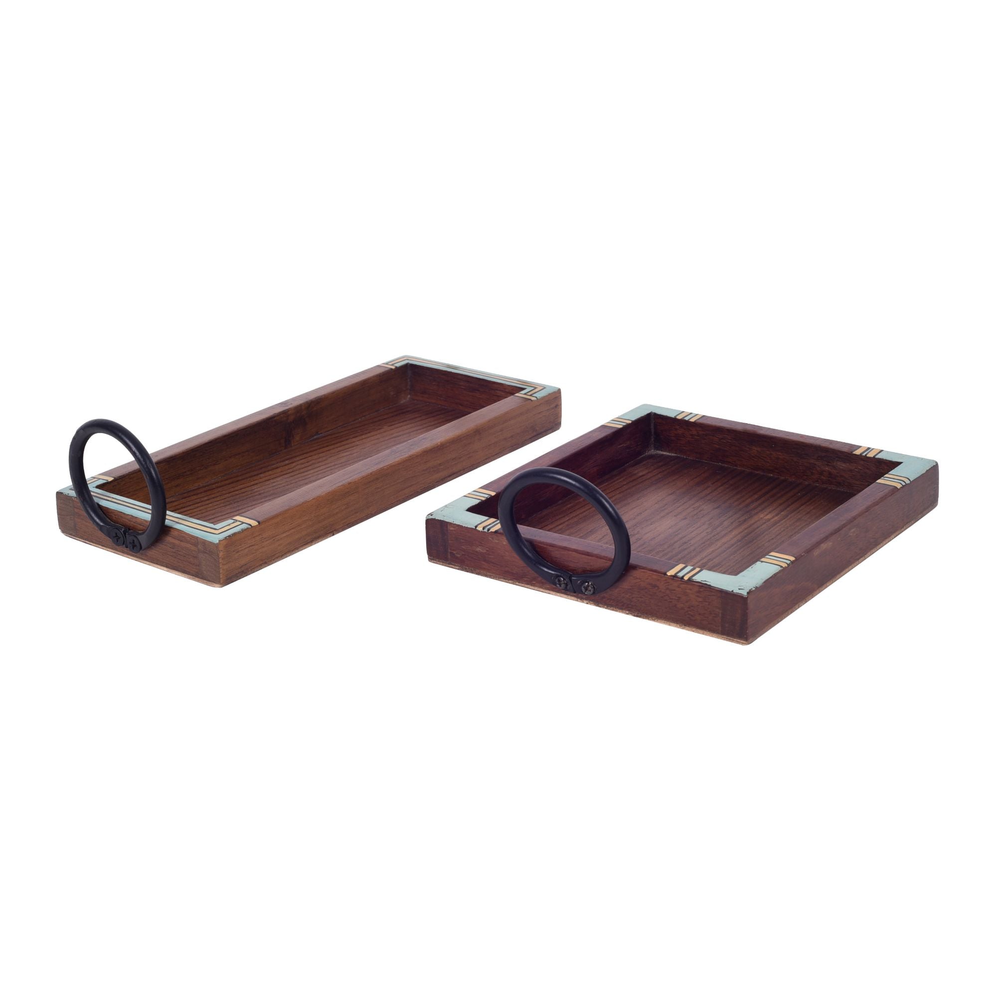 ART CREATIONS BY SUMAN SONTHALIA Brown - Ringo Serving Trays (Set of 2) (Large -9.5x4x2.5, Small - 7x6x2.5) - view 3