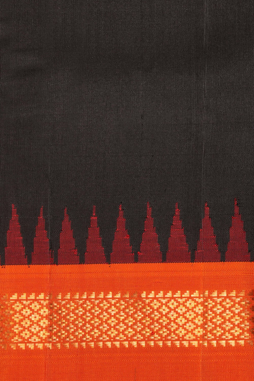 Kalanjali Gadwal Silk Plain Black Dupatta - view 2